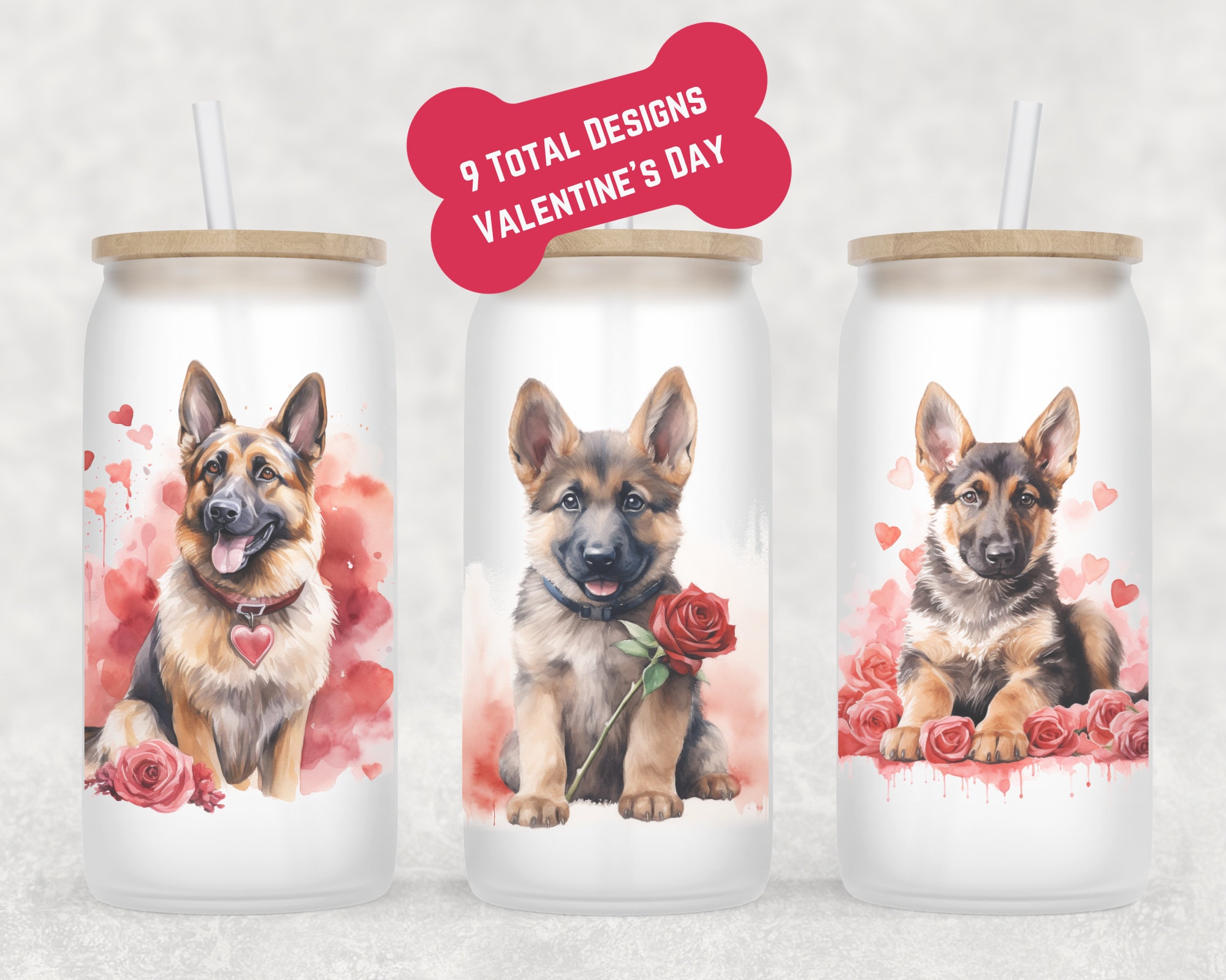 German Shepherd Beer Can Glass | Valentine’s Day Gift | German Shepherd Mug | Coffee Iced Coffee Cup | Dog Mom Mug | Shepherd Vday Gift