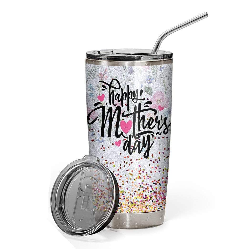 Gearhuman 3D Happy Mothers Day Glitter Custom Name Design Vacuum Insulated Tumbler