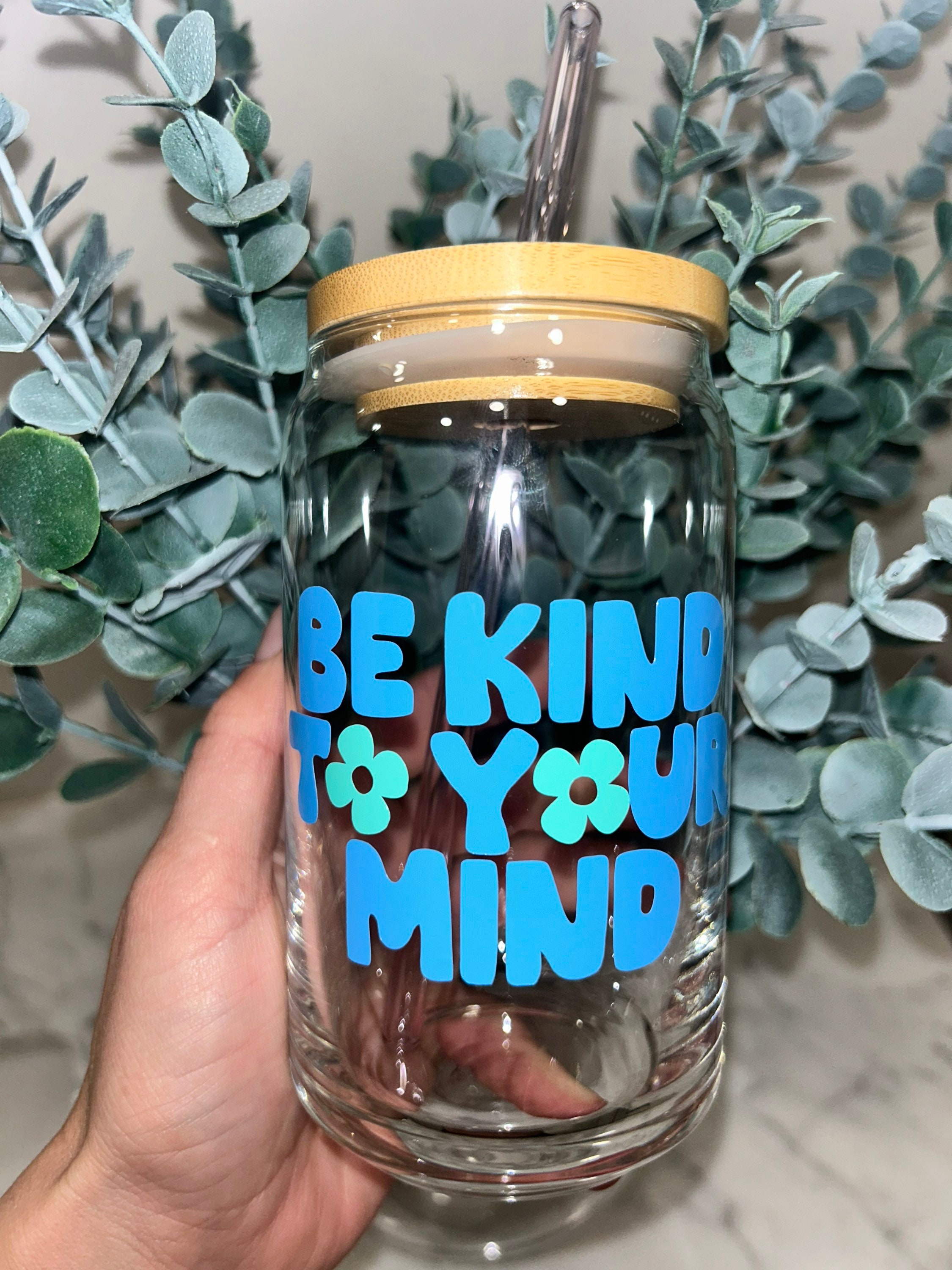 Be Kind To Your Mind Beer Can Glass, Mental Health Beer Can Glass, Self Love