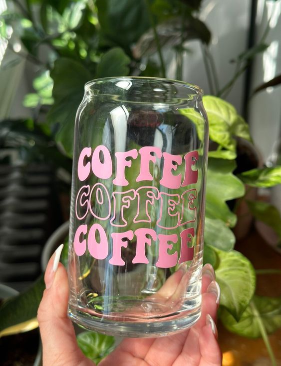 Coffee Saying Cup, Positive Saying Cup, Libbey Cup, Glass Cup, Coffee Glass, Iced Coffee Glass, Glass Can, Cute Cup, Chic Cup Glass Tumbler