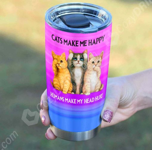 Cats Make Me Happy Stainless Steel Tumbler