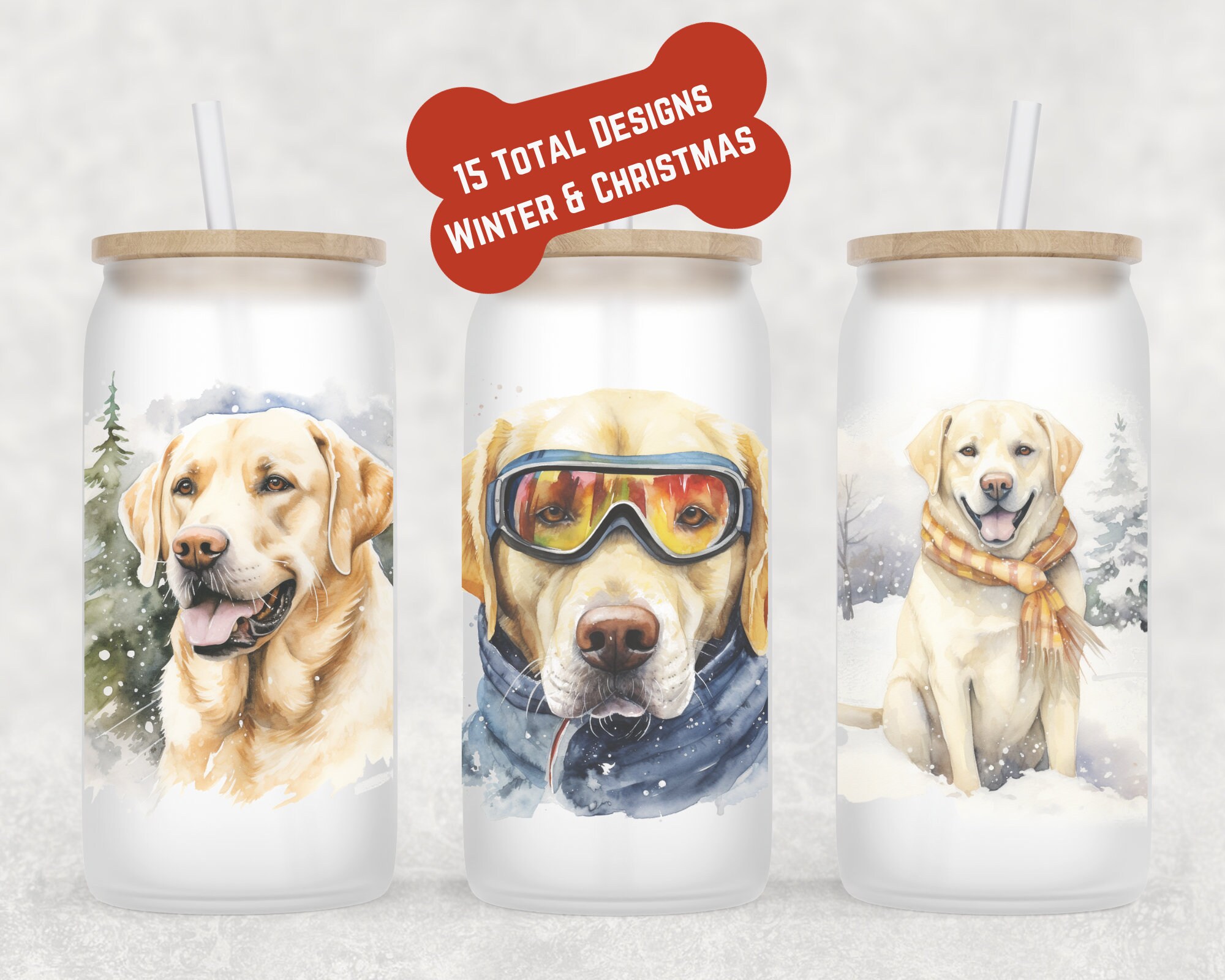 Yellow Lab Christmas Coffee Glass | Dog Mom Gift | Labrardor Christmas Mug | Yellow Lab Coffee Cup | Christmas Coffee Mug | Yellow Lab Mug