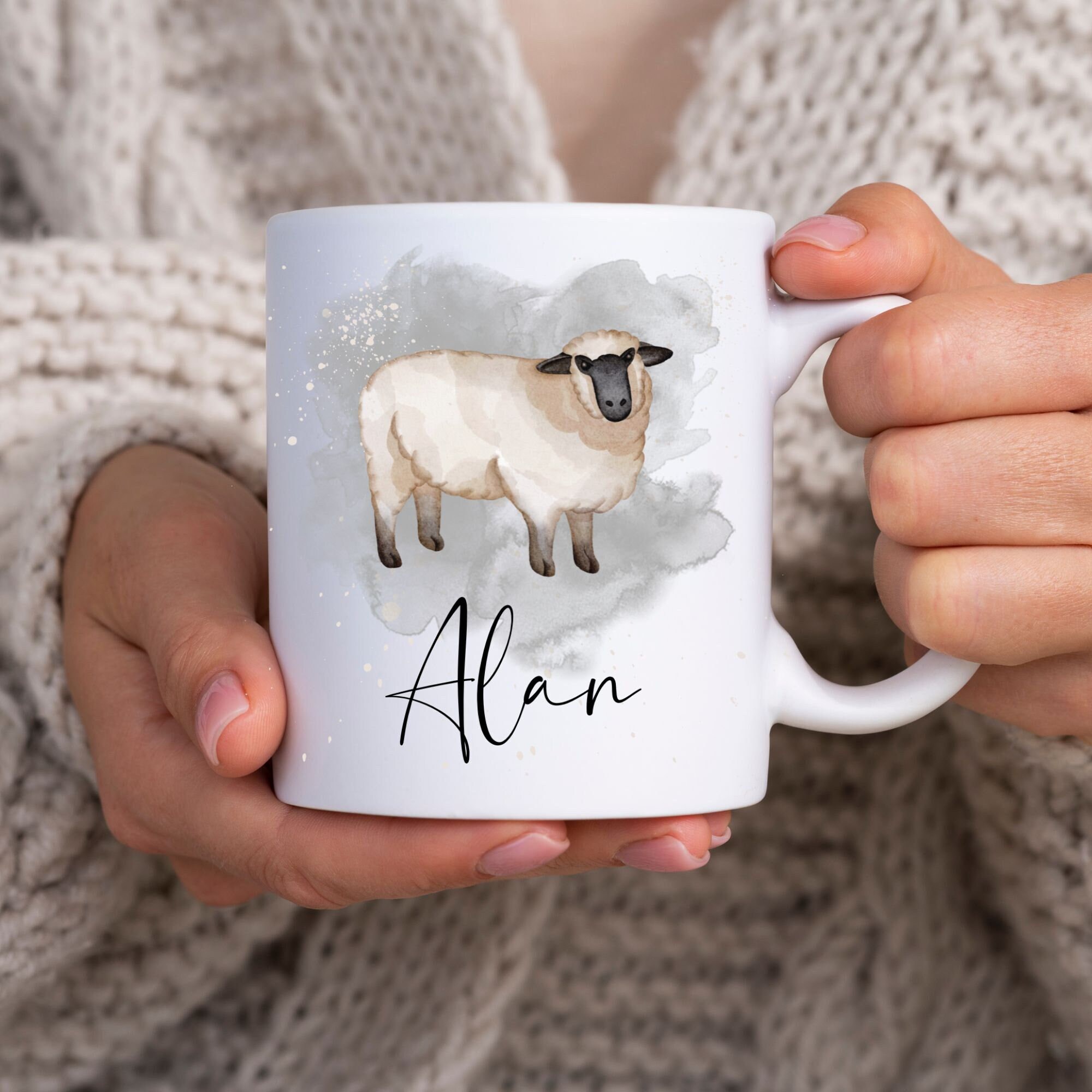 Personalised Sheep Mug, Personalised Sheep Gift, Gifts for Her, Gifts for Him, Fun Sheep Gift, Custom Sheep Mug, Sheep Watercolour, Sheep