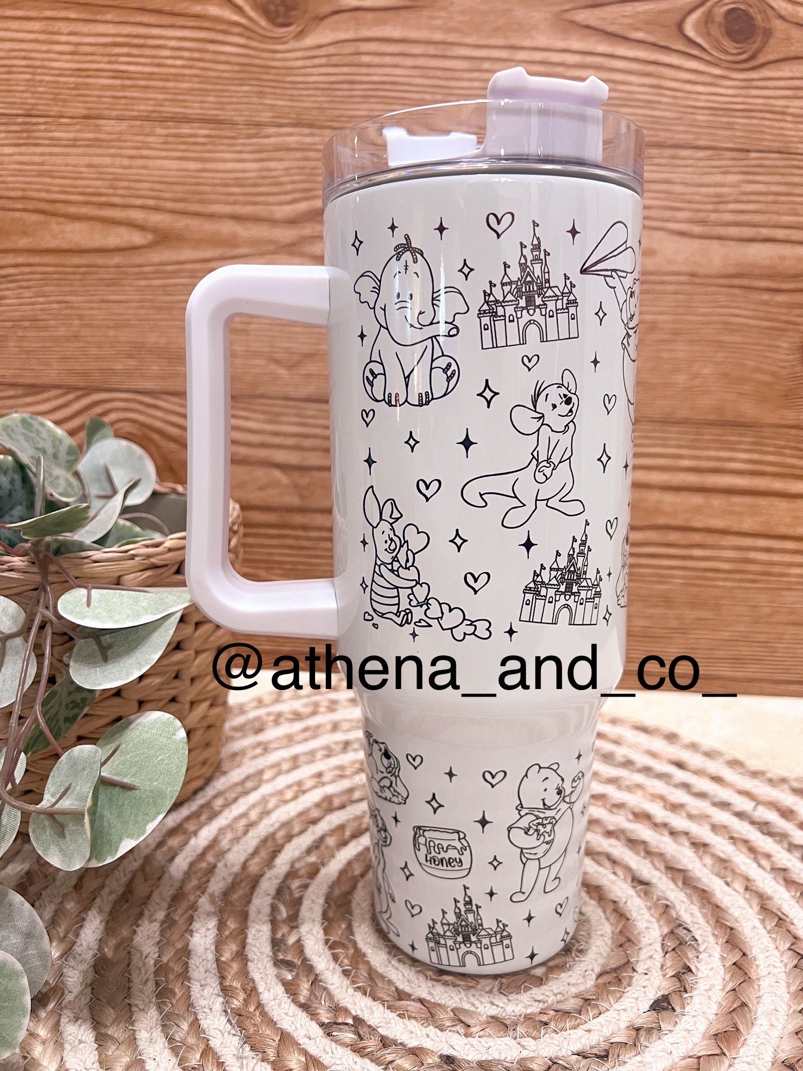 B&W pooh bear tumbler| Magic park 40 oz tumbler | 40 oz tumbler| travel mug |