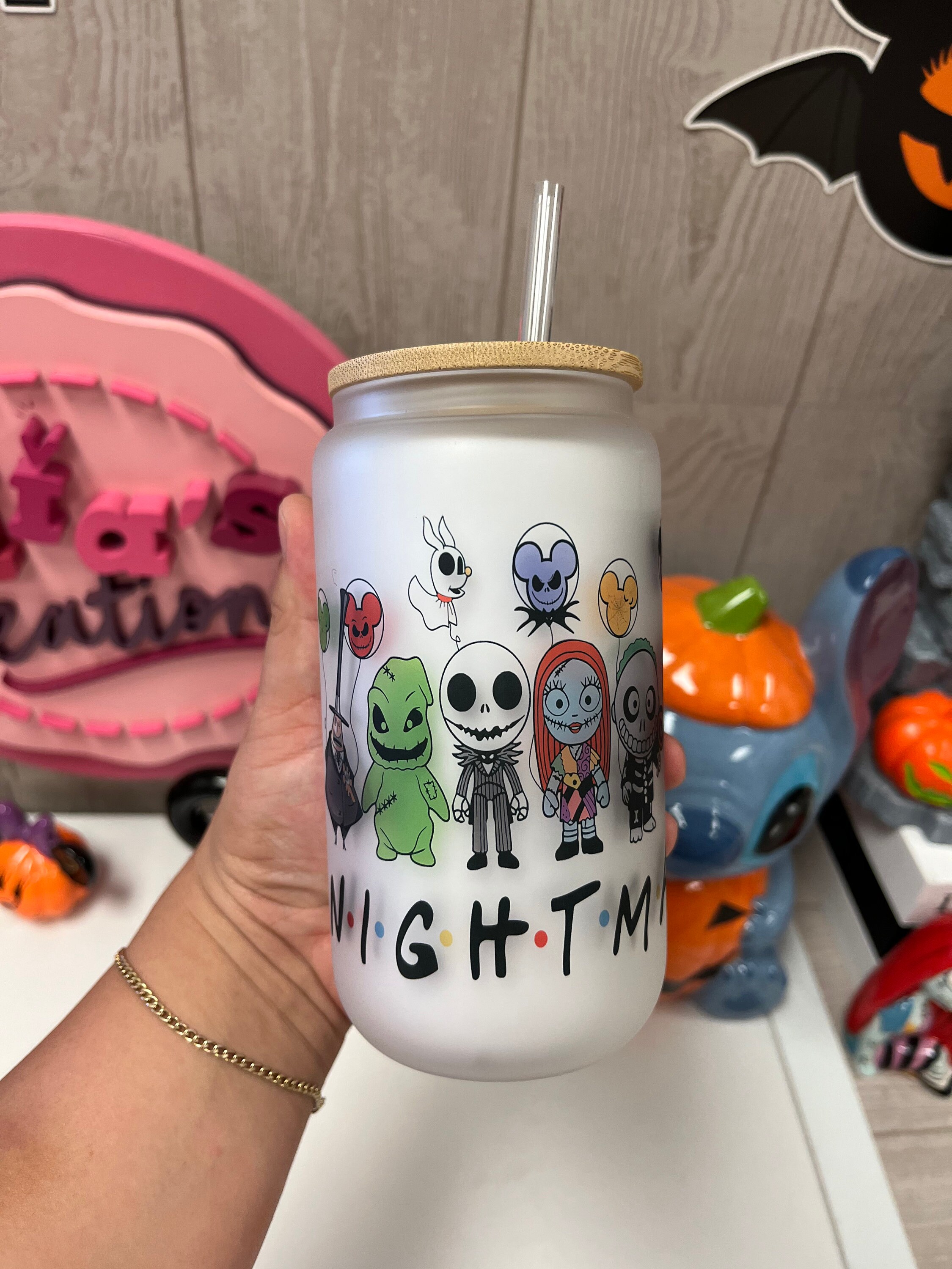 Nightmare friends custom glass can, Nightmare glass can