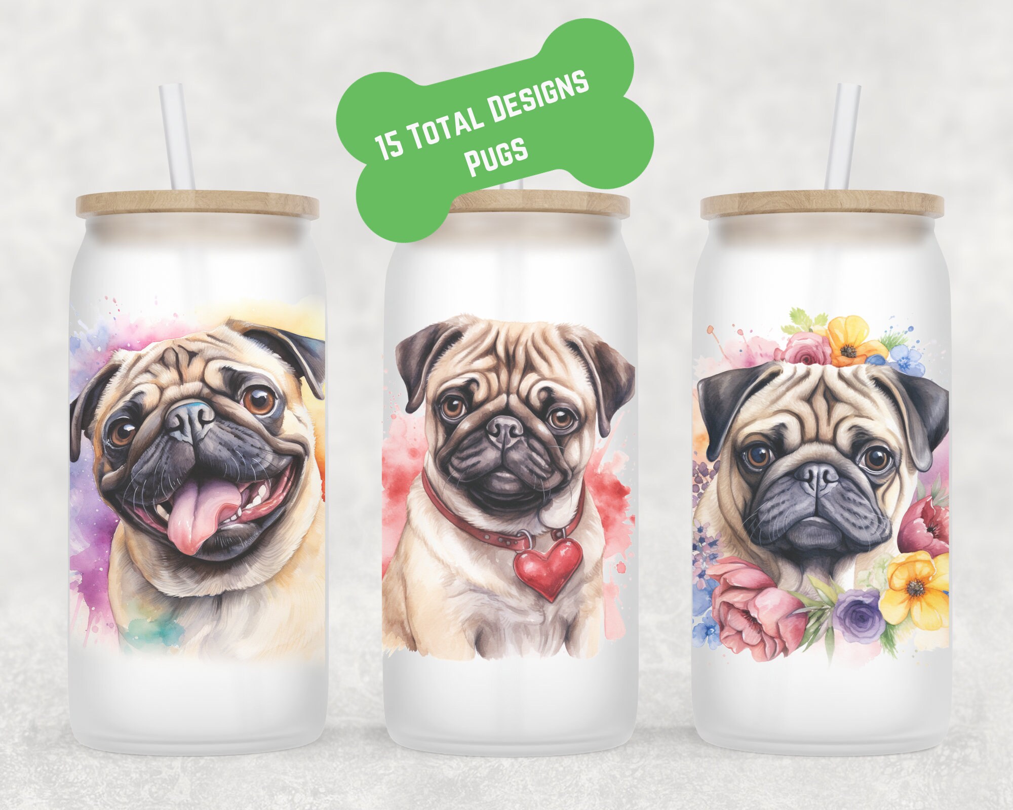 Pug Beer Can Glass | Dog Mom Gift | Pug Mug | Dog Iced Coffee Cup | Fur Mom Coffee Mug | Glass Coffee Cup | Pug Cup | Pug Coffee Mug