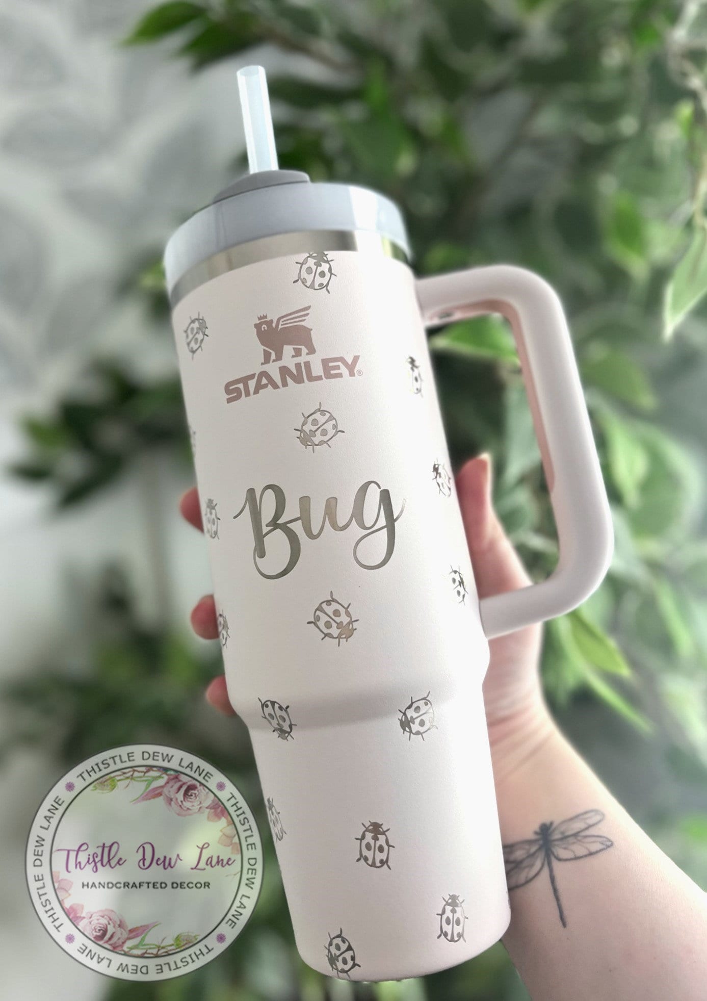 40oz tumbler, 30oz tumbler, Ladybug tumbler, Personalized Stanley tumbler, Ladybug cup, Laser engraved tumbler, Custom 40-ounce cup