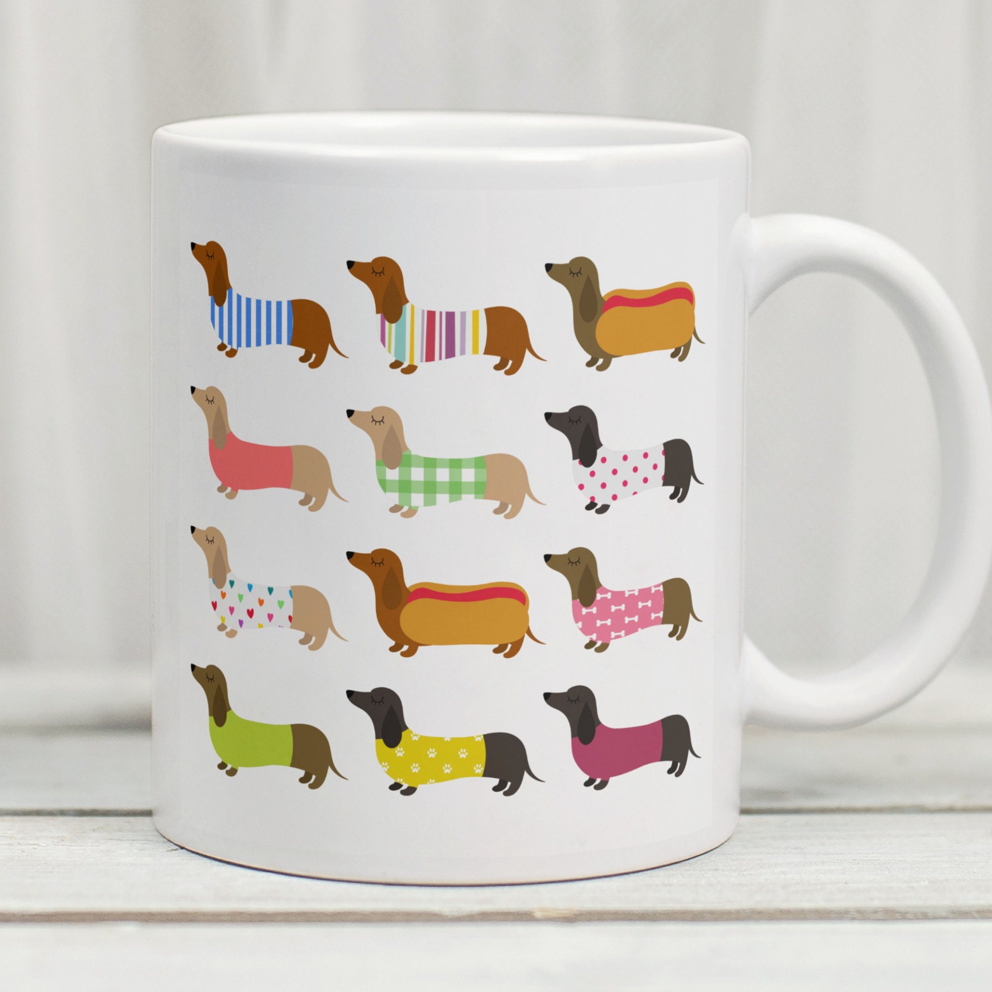 Dachshund Mug, Sausage Dog Mug, Weiner Dog Mug, Dachshund Gifts, UK Etsy Dachshund Gifts, Dachshund Lover Mug, Dachshund Print