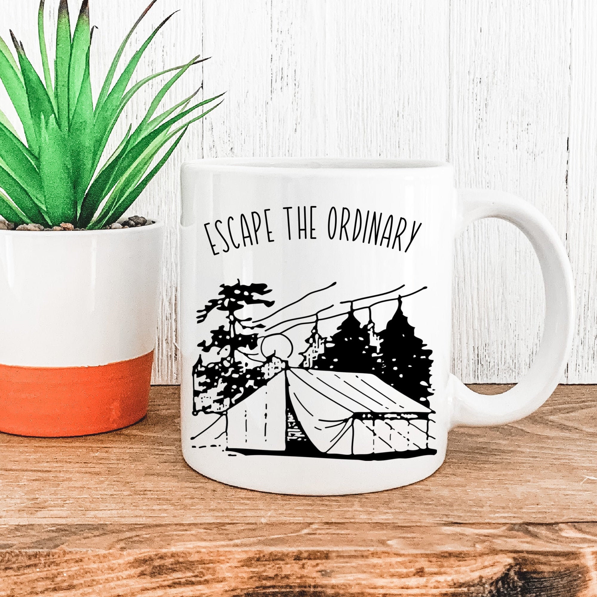 Escape The Ordinary Road Trip Mountains Hiking Carabiner Vibes Grizzly Bear Travel Holiday Camping Adventure Coffee Tea Mug Gift Birthday