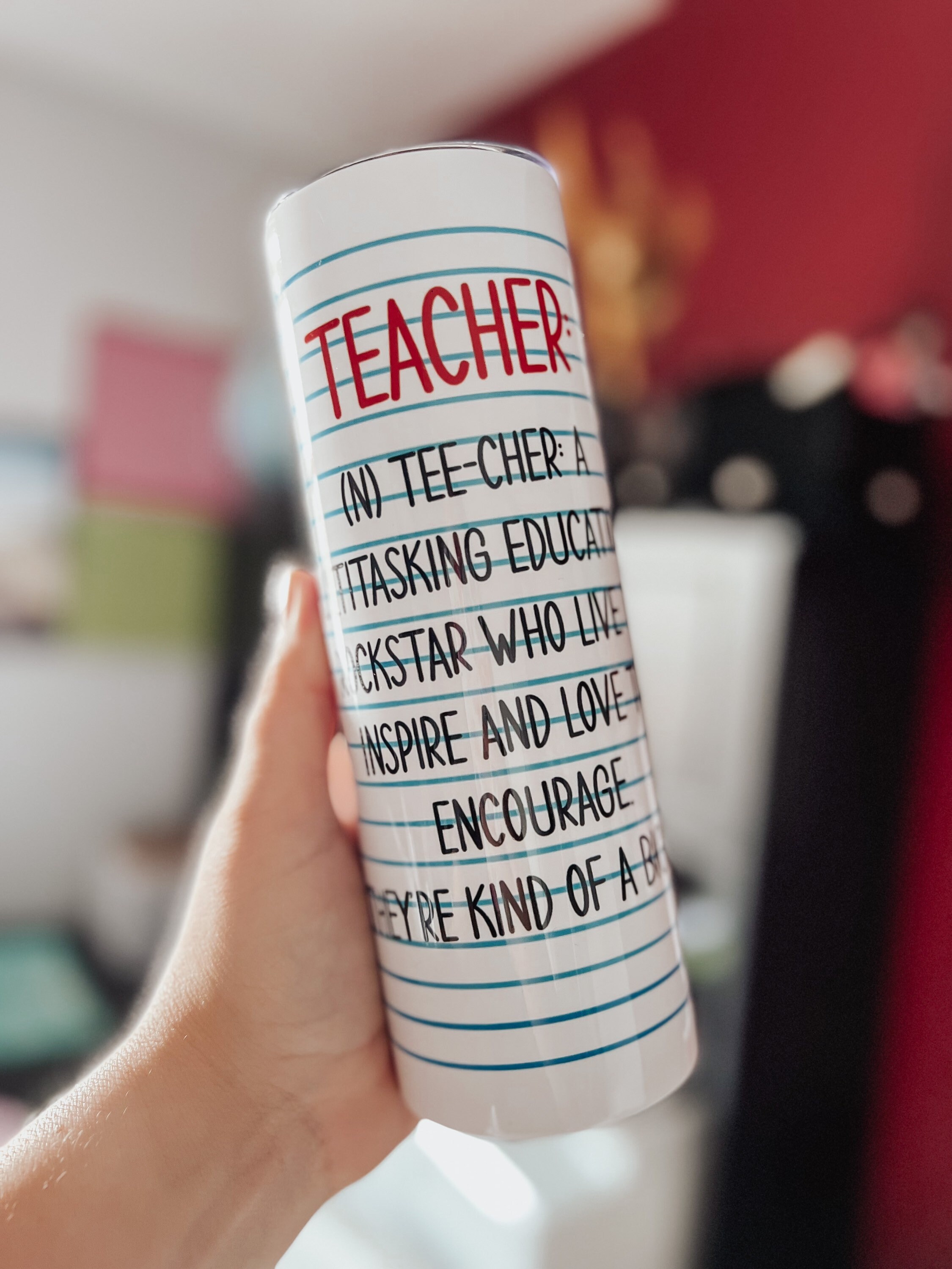 Teacher Coffee Cup for Back To School, Teacher appreciation, Iced Coffee Cup with Lid and Plastic Straw, Insulated cup, Hot and Cold Cup