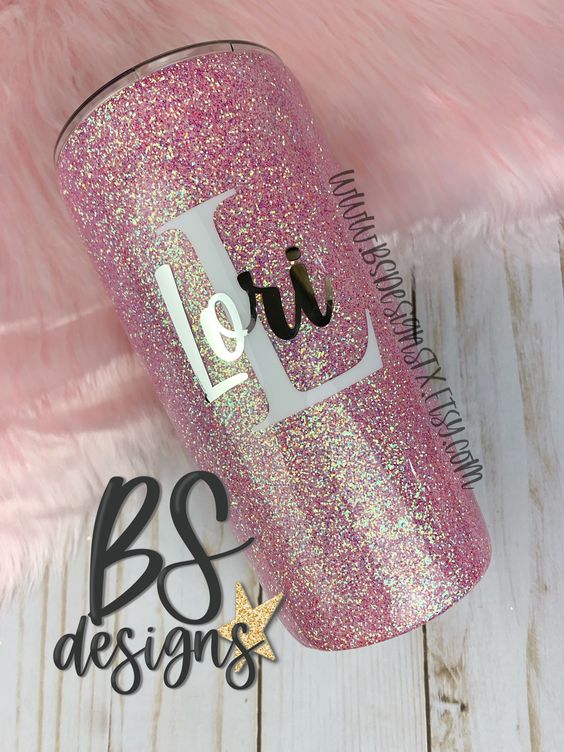 Pink Glitter Tumbler, Personalize Tumbler