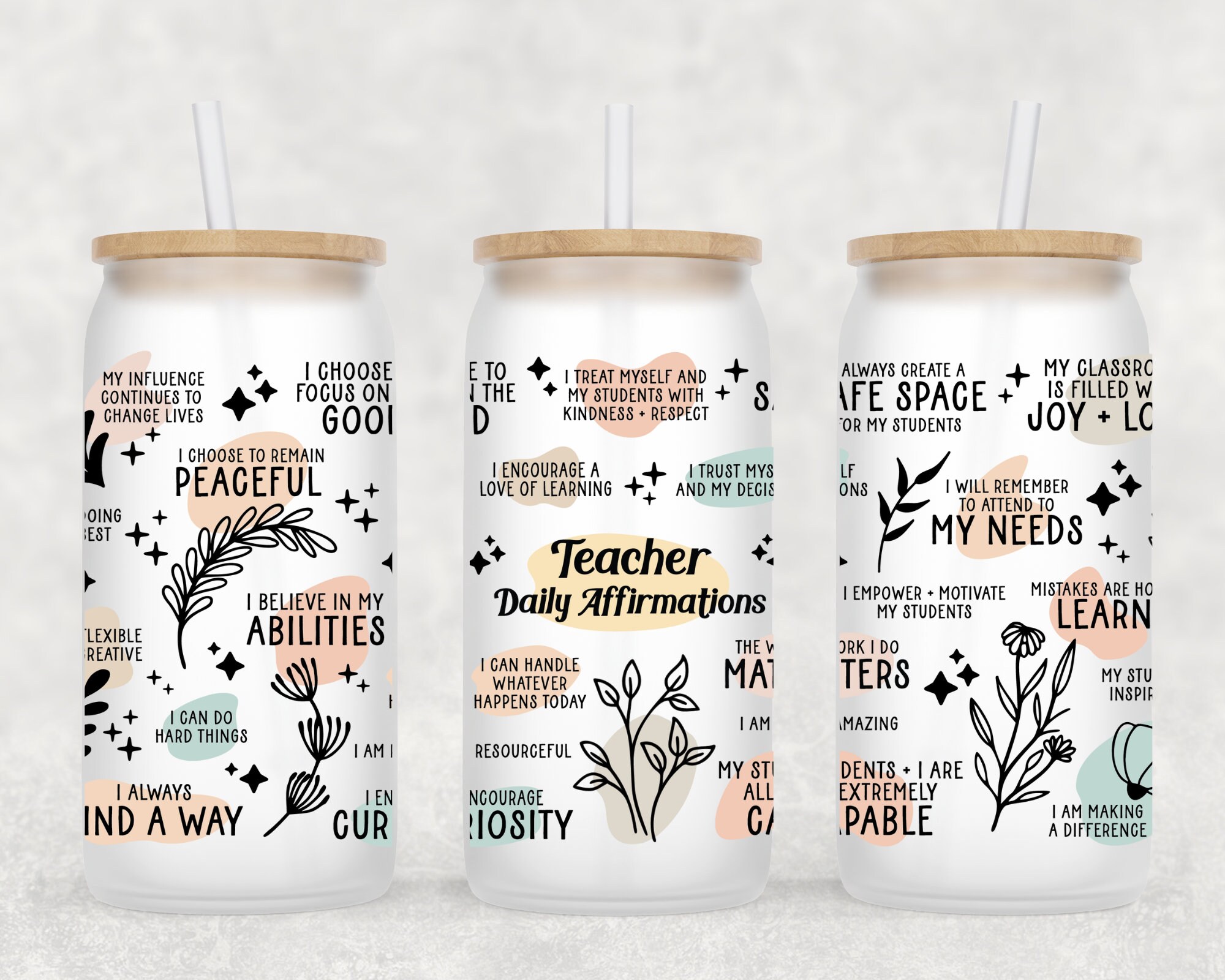 Teacher Beer Glass Jar | Teacher Affirmation Daily Reminder Glass Can | Beer Can Glass | Gift for Teacher | Iced Coffee Glass