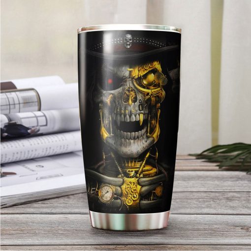 Steampunk Skull Stainless Steel Tumbler, Gift For Girlfriend, Birthday Gifts For Him, Best Gifts For Mom, Dad Day Gifts, Gift For Friend