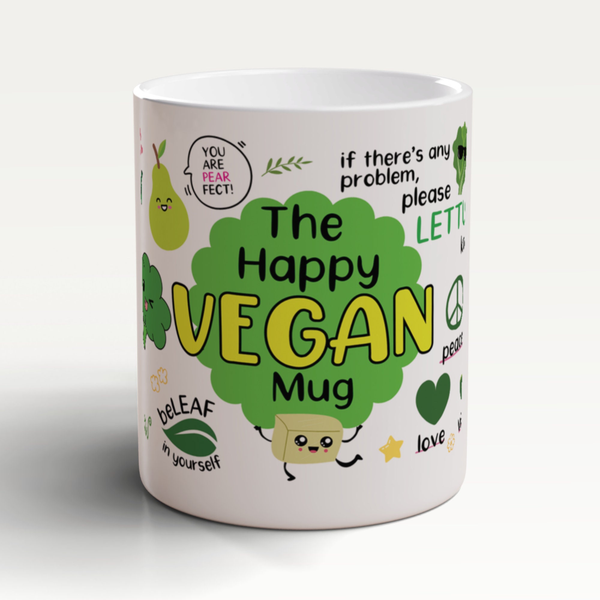 The Happy Vegan Mug, Vegan Mug, Vegan Cup, Vegan Birthday, Vegan For Animals, Gifts For Her Vegan, Vegan Gift, Vegan Gifts For Women