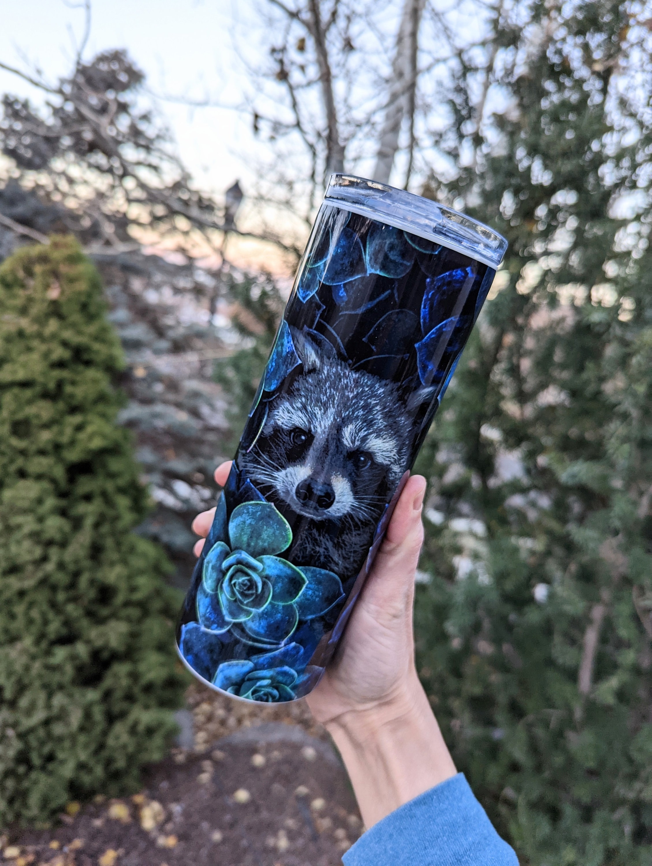 Raccoon Tumbler | Raccoon in Succulents Cup | Cute Tumbler