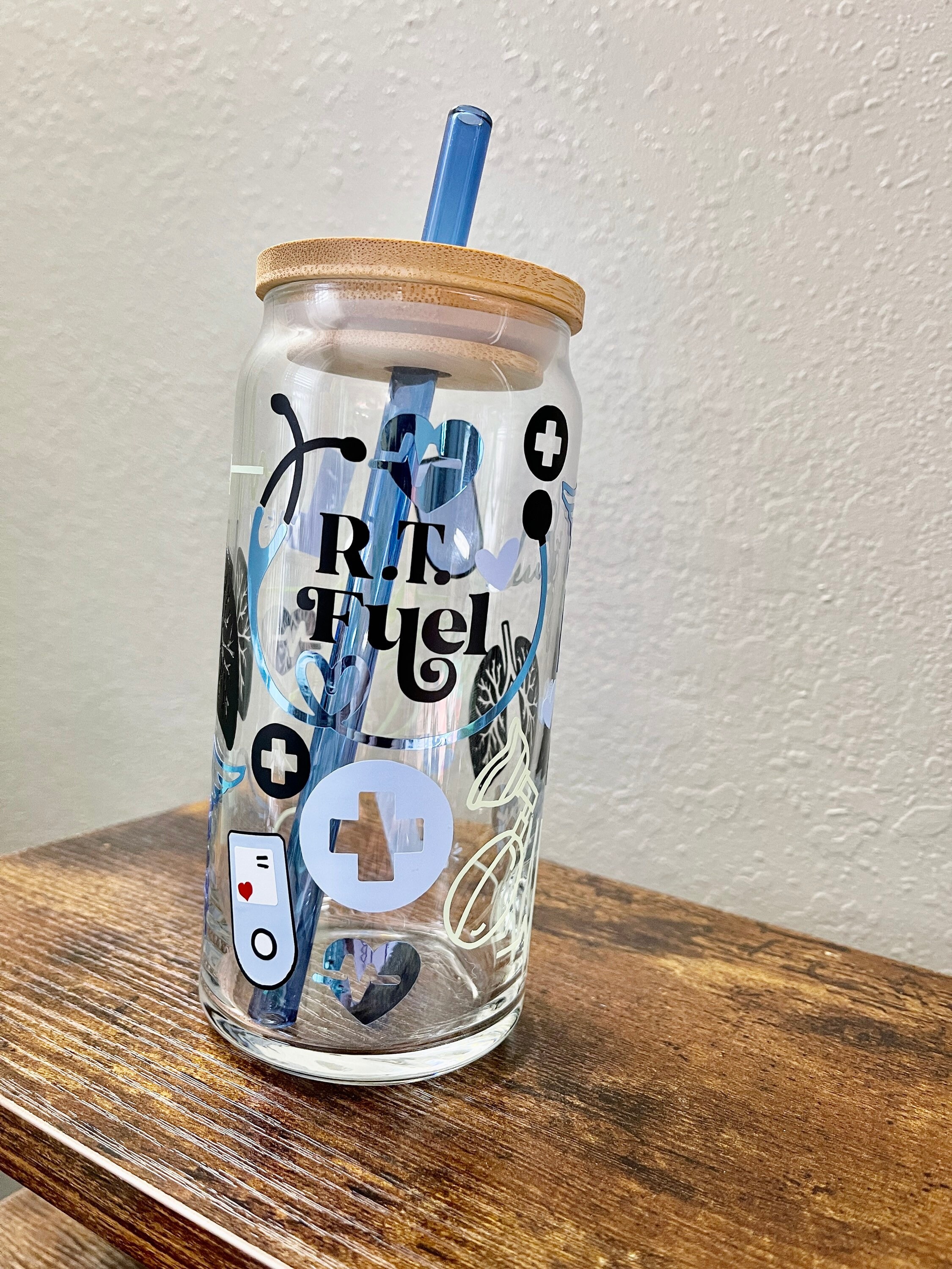 Beer Can Glass | RT week gifts | respiratory therapist glass| Respiratory therapy coffee glass| iced coffee glass |  coffee glass