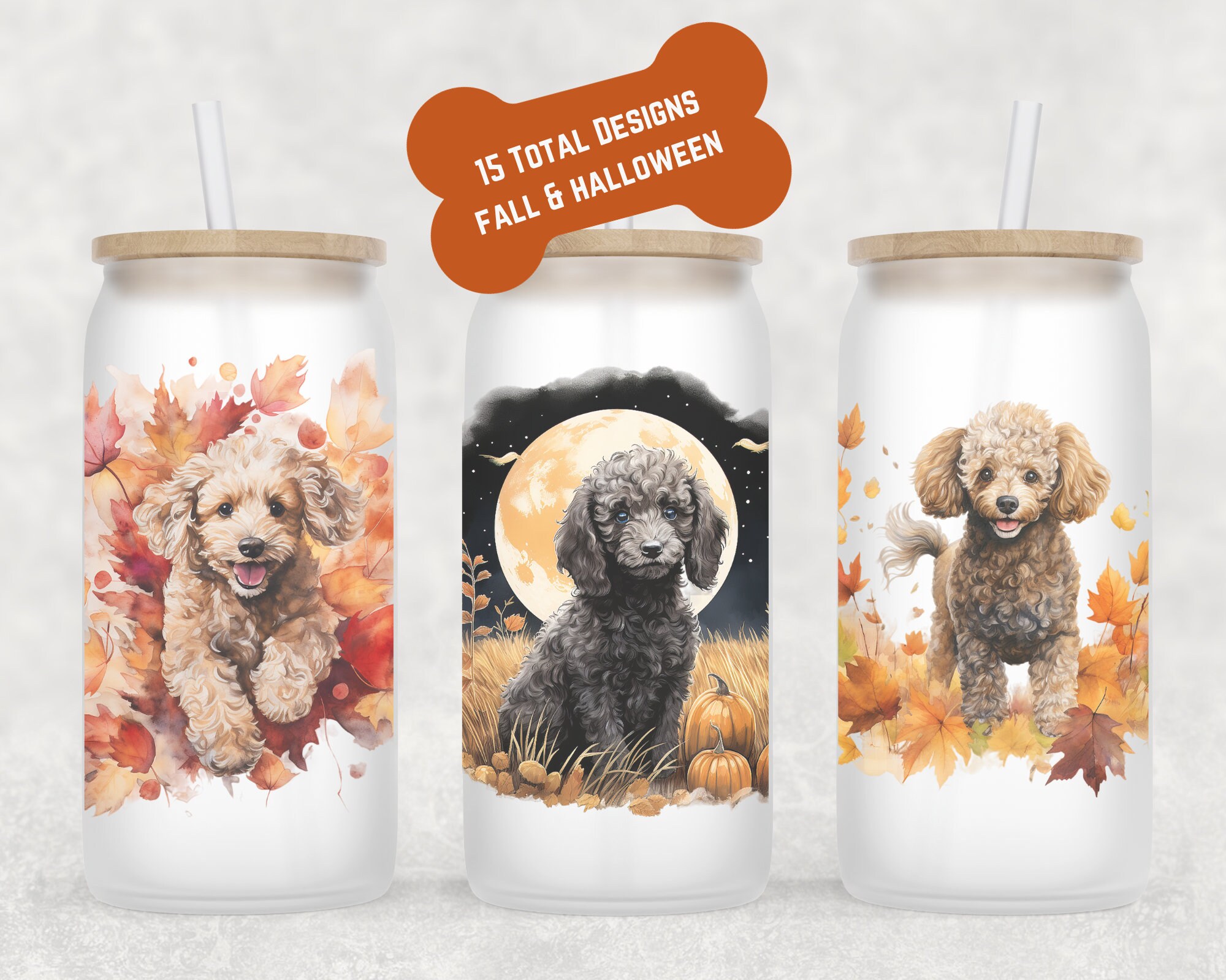 Poodle Beer Can Glass | Dog Mom Gift | Poodle Coffee Mug | Fall Dog Iced Coffee Cup | Fur Mom Coffee Mug | Glass Coffee Cup | Poodle Gift