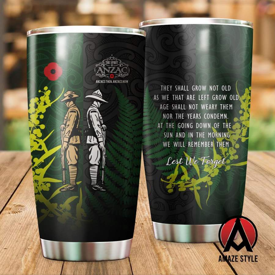 ANZAC day the ode Kiwi and Australia Soldier Stainless Steel Tumbler 20 Oz TR050303