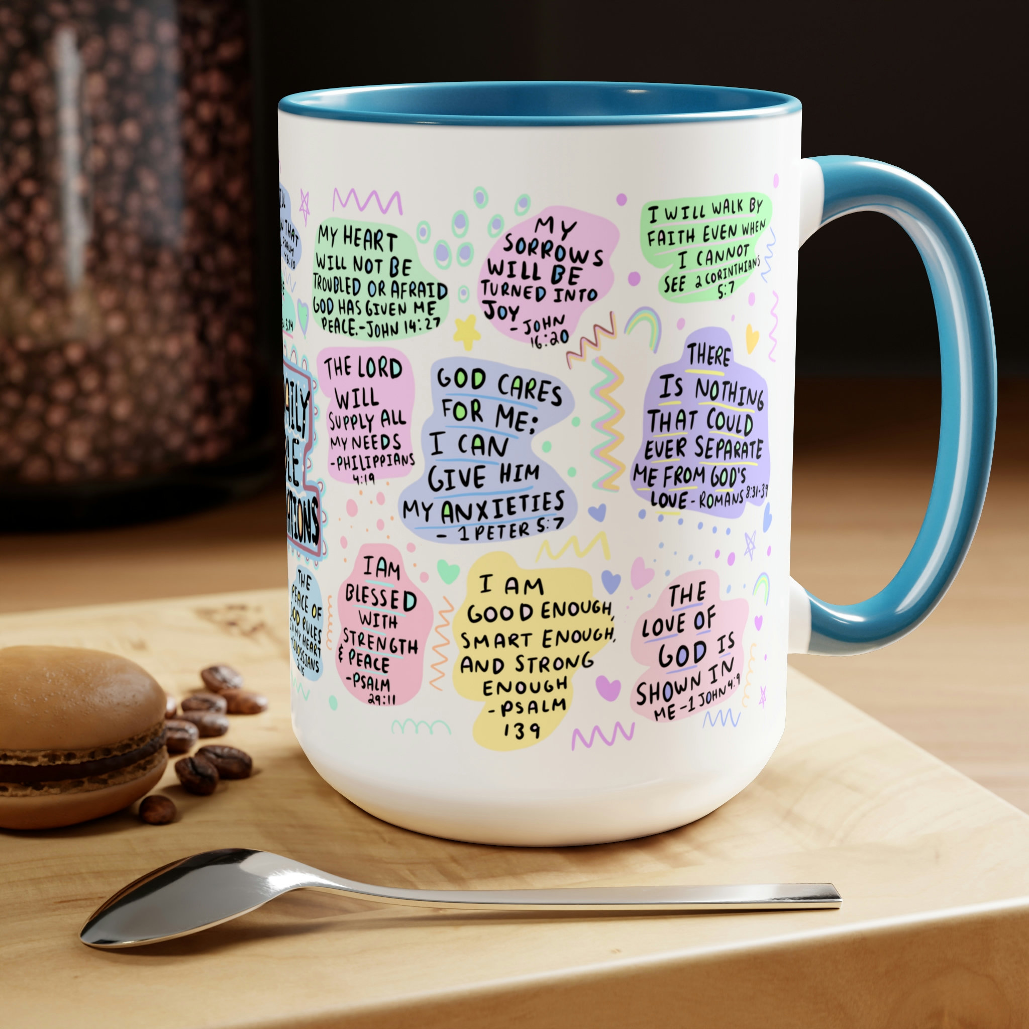 Bible Affirmations mug, 15oz Daily affirmations mug , gift for her, best friend tumbler, Mental health awareness, Religious gifts