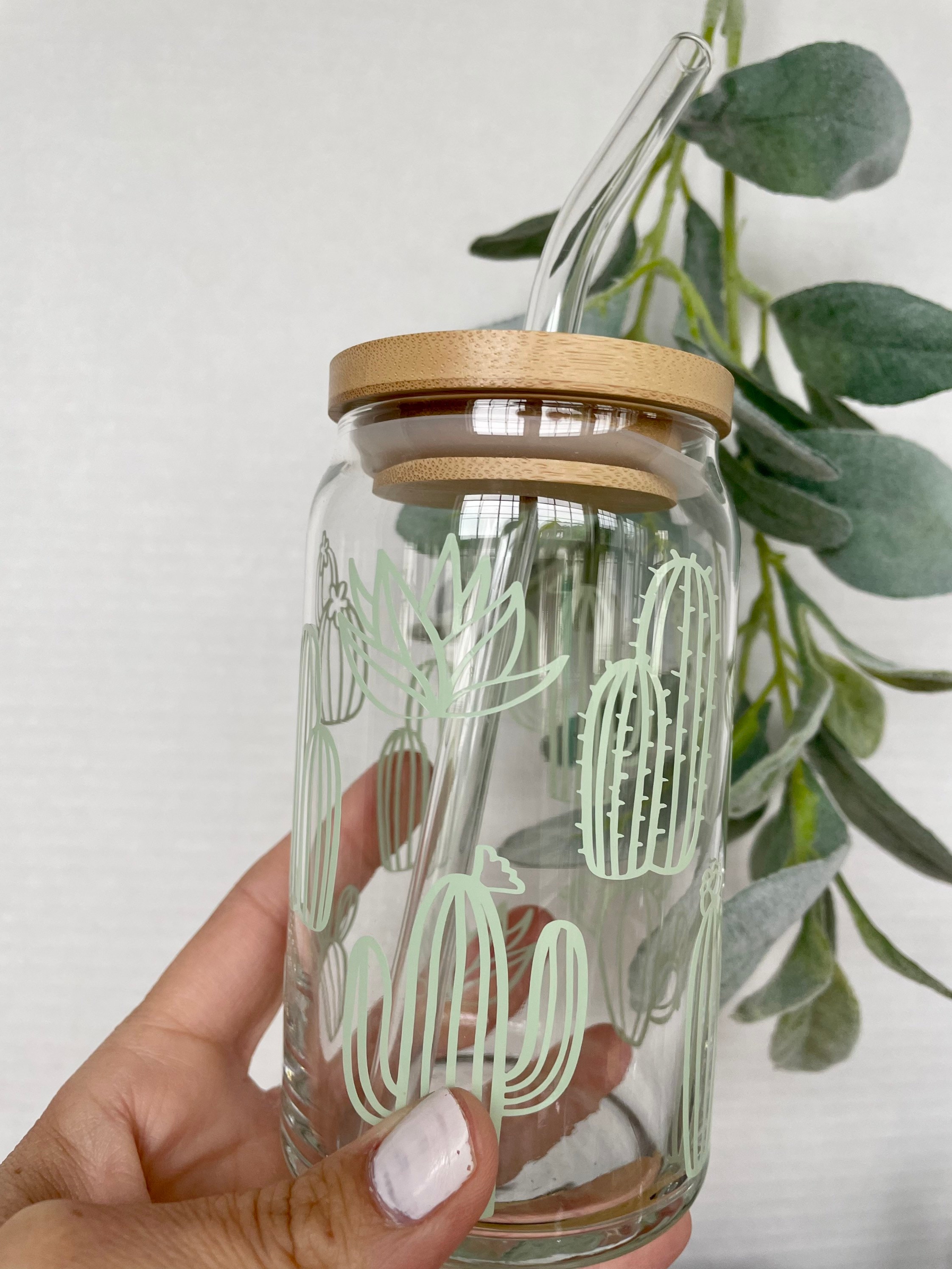 Cactus Plants Can Glass, Iced Coffee Glass