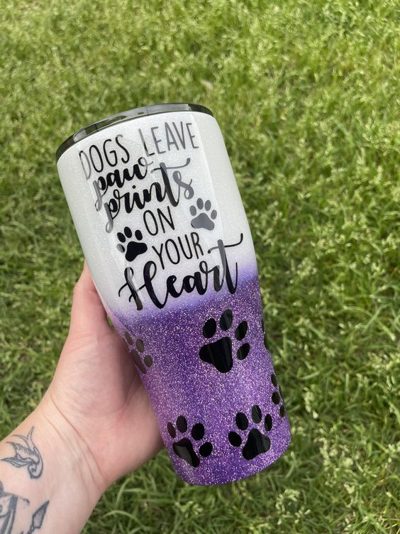 Dog Leave Paw Print On Your Heart Tumbler