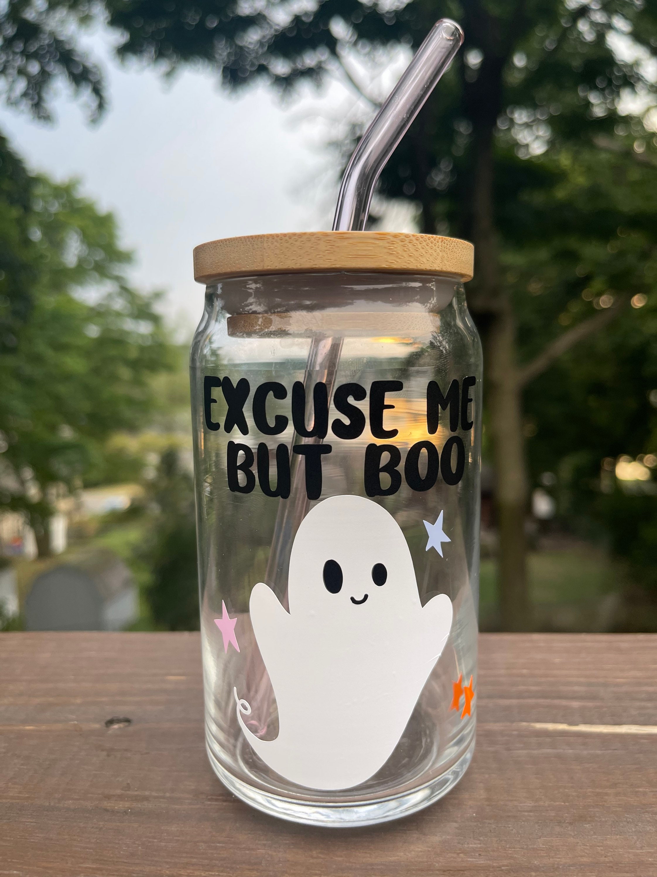 Excuse Me But Boo Beer Can Glass, Ghost Beer Can Glass, Halloween Beer Can Glass