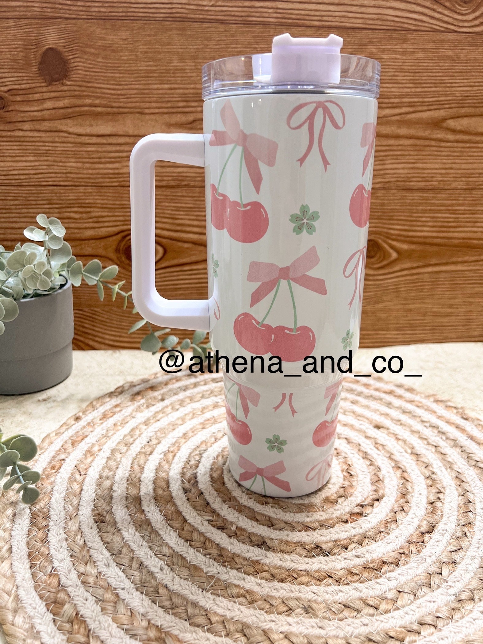 Cherry Coquette 40 oz| coquette bows  40 oz tumbler | 40 oz tumbler| travel mug| coquette | coquette bows| coquette girl| cherries