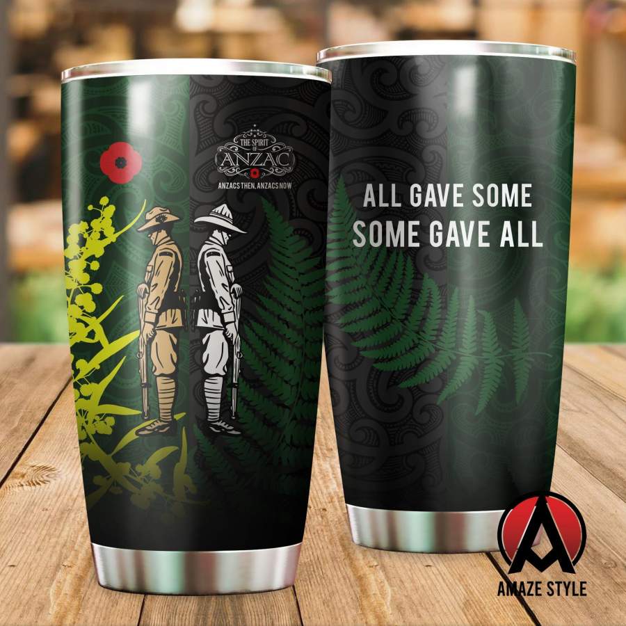 ANZAC day fern-wattle lest we forget Kiwi and Australia Soldier Stainless Steel Tumbler 20 Oz TR200202