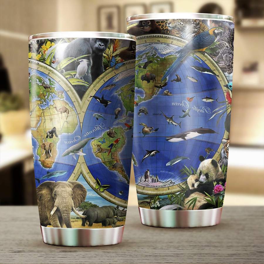 Animal Map Stainless Steel Tumbler