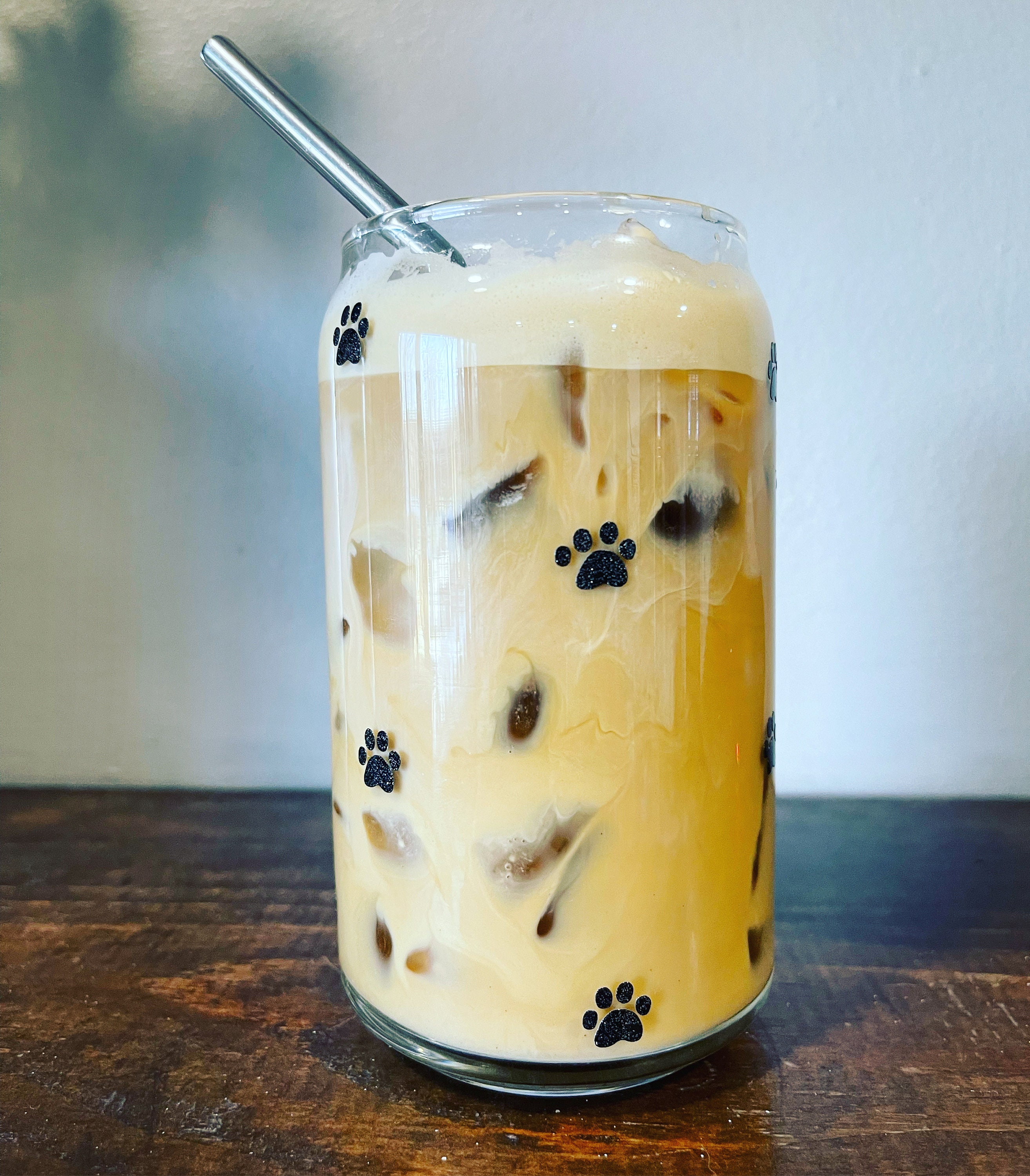 Mini Paw Prints Beer Can Glass, Iced Coffee Cup, Soda Glass Can