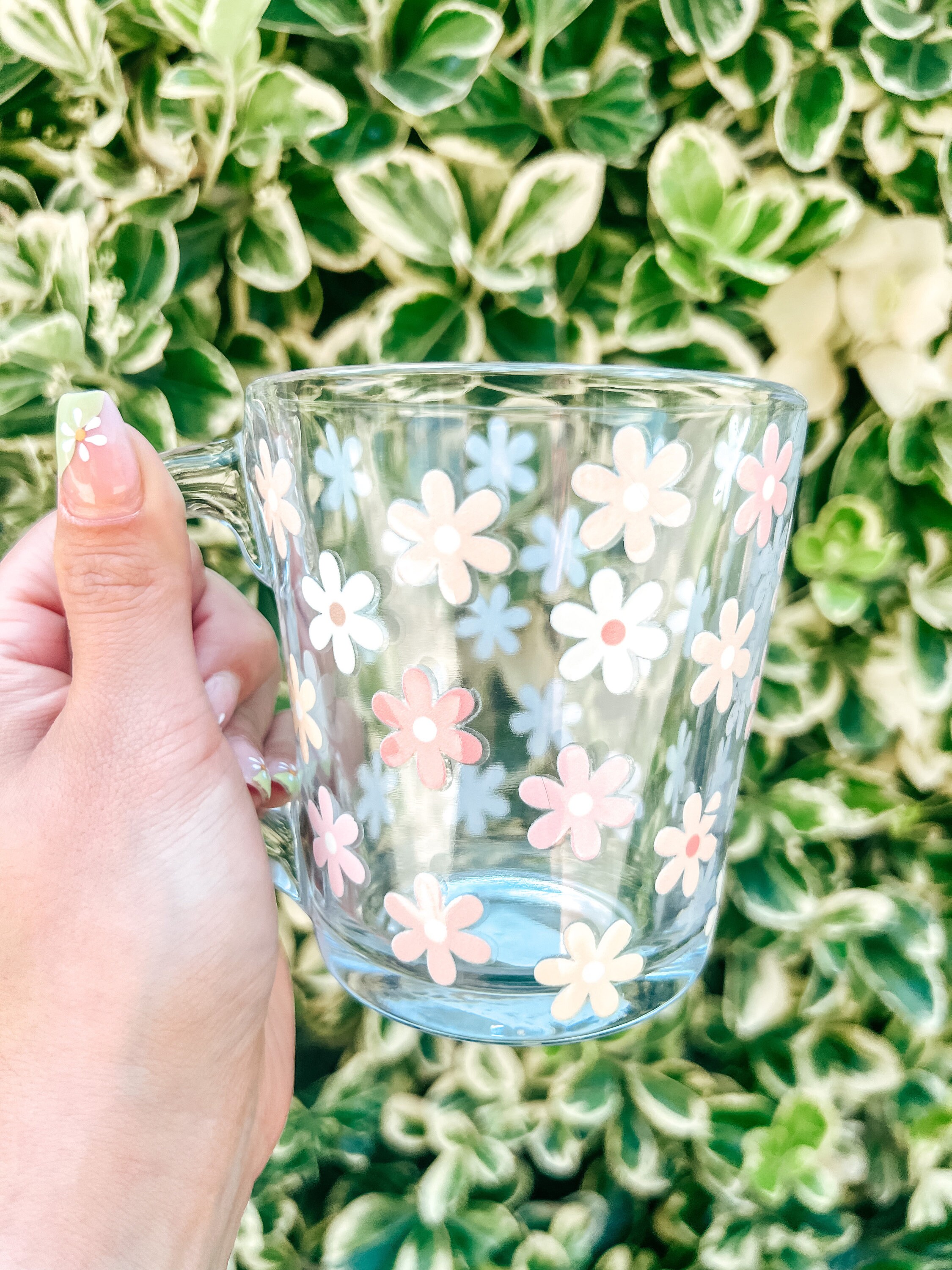 Flowe Coffee Mug | Summer Glass Cup | Floral Glass Mug