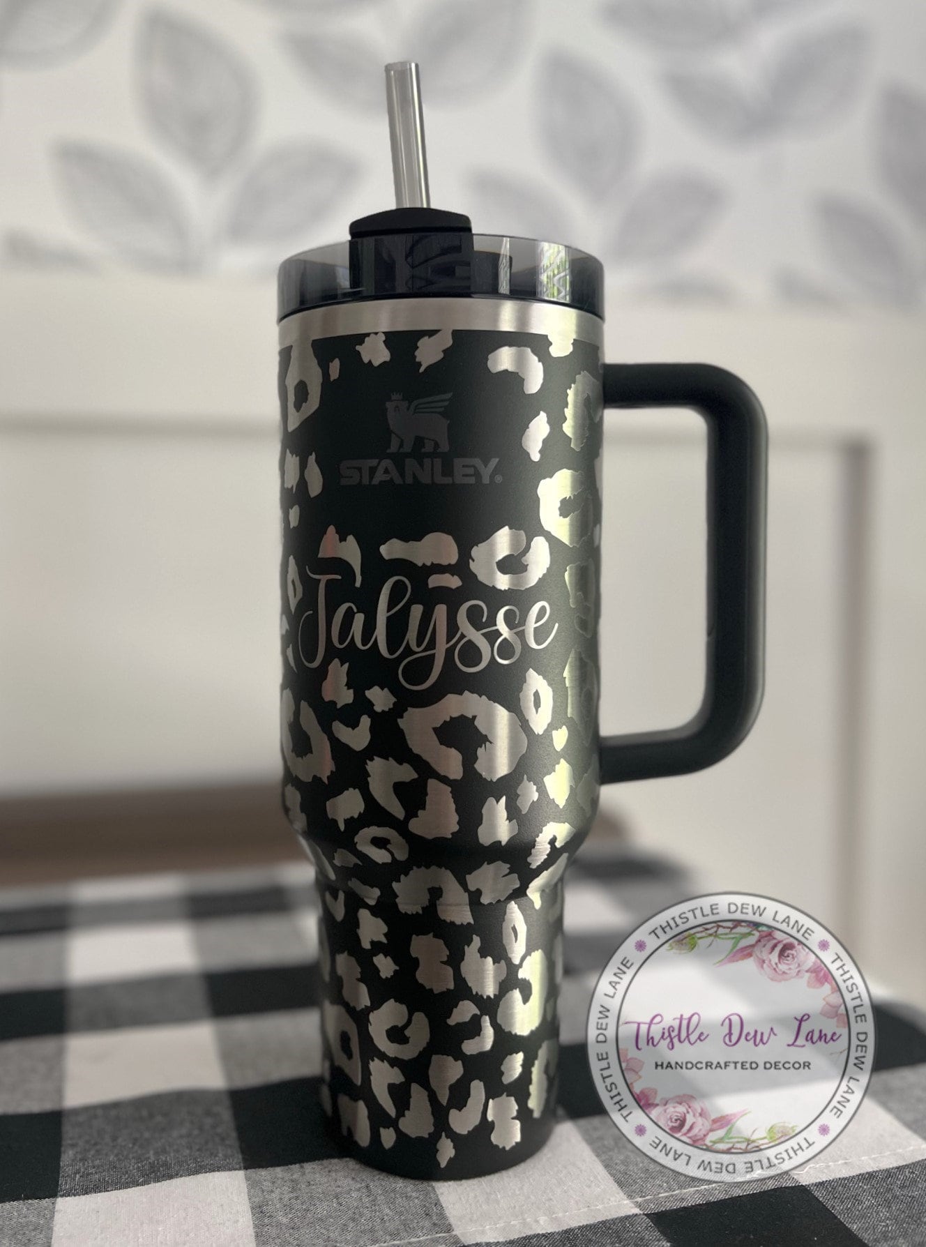 Leopard tumbler, 40oz 30oz Personalized Stanley, Gift for her, Laser engraved Stanley, Animal Print tumbler, Custom 40oz Stanley cup