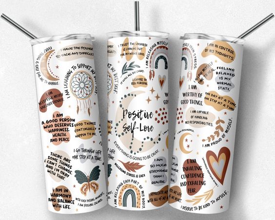 Skinny Tumbler Boho Daily Positive Self Love Affirmations Tumbler Wrap Inspirational Tumbler