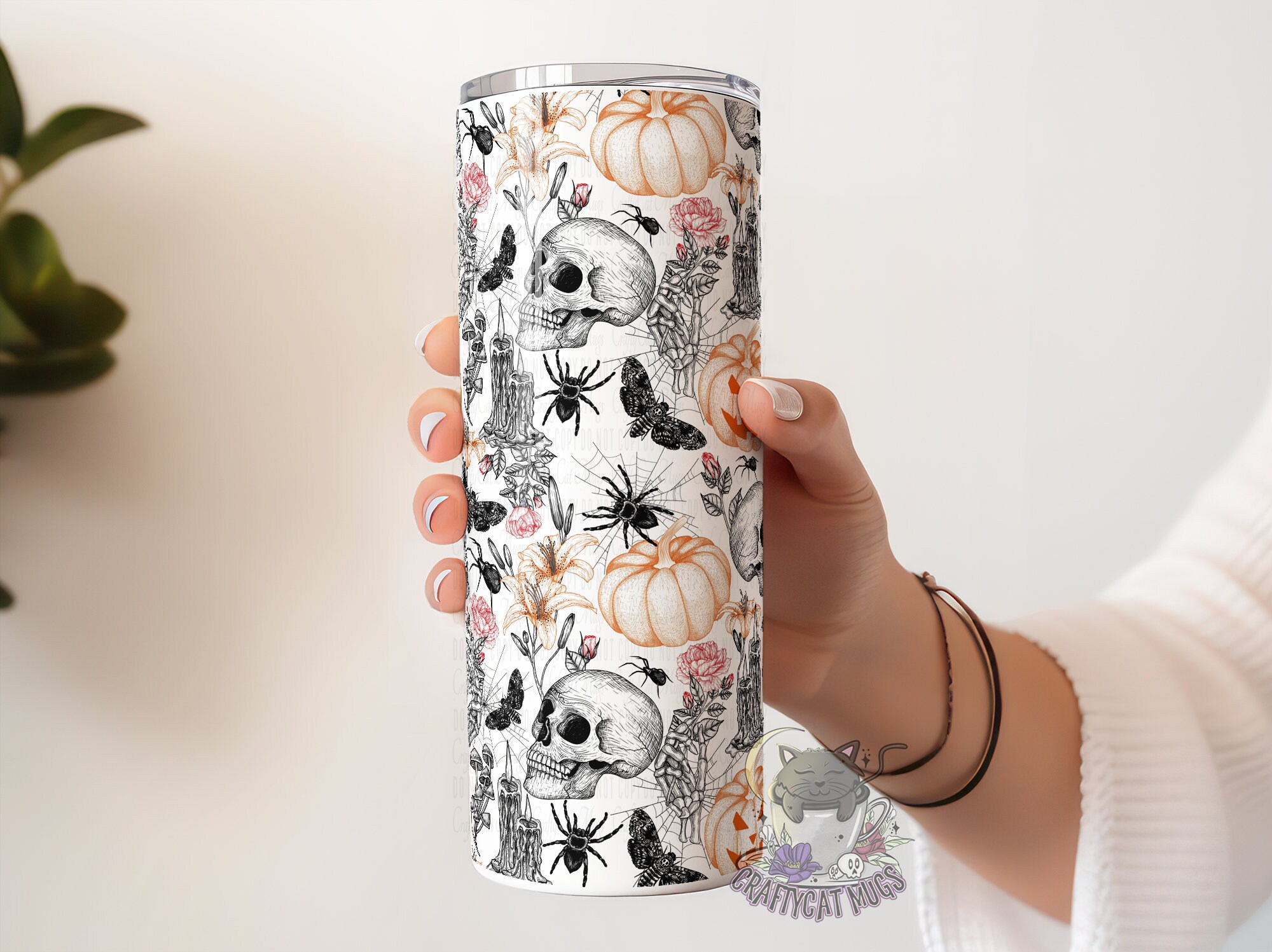 Halloween Tumbler | Gothic Tumbler | Cute Spooky Tumbler | Skeleton Tumbler