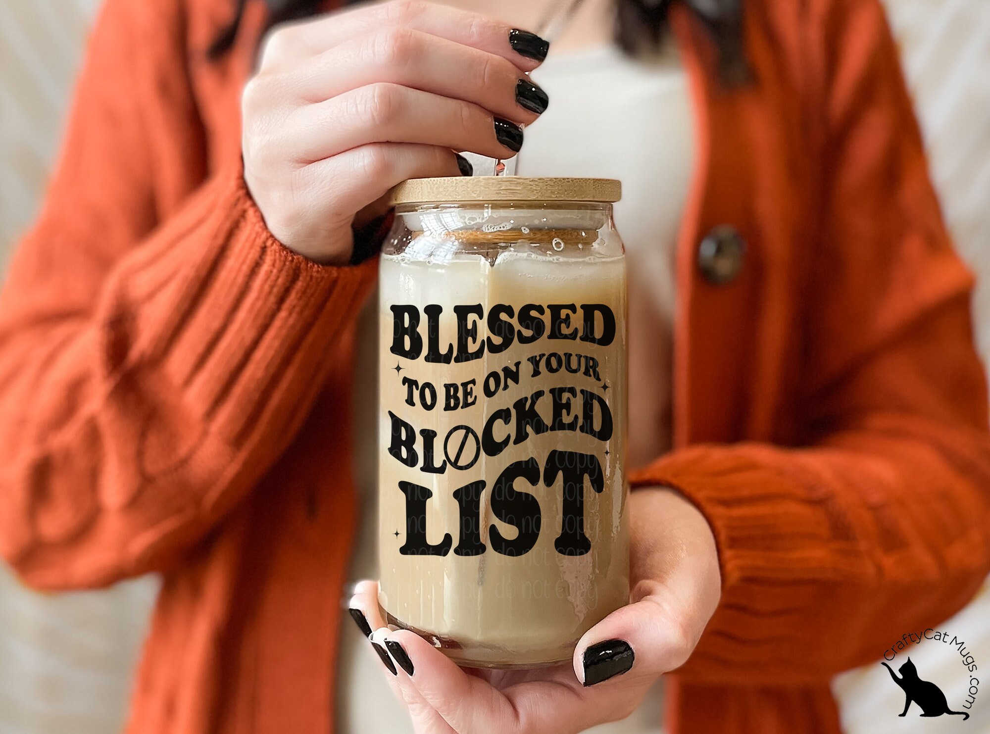 Blessed To Be on Your Blocked List Glass Cup | Sassy Glass Can | Sarcastic Cup