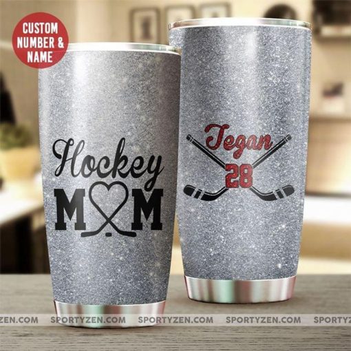 Custom Name And Number Hockey Fans Silver Stainless Steel Tumbler 20Oz