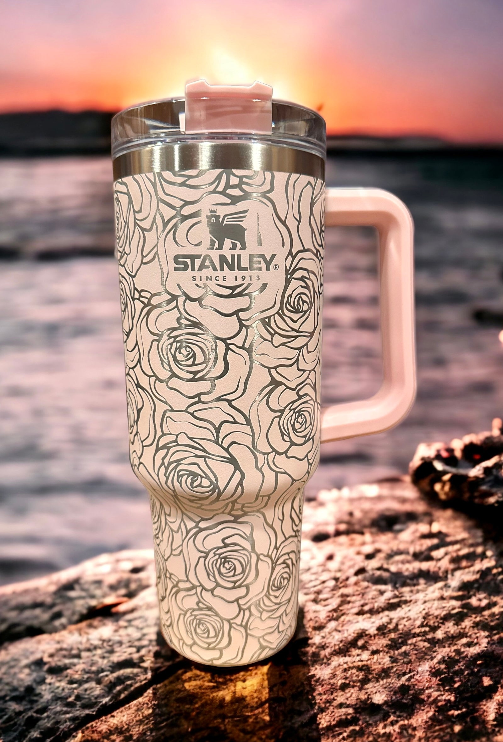 40 oz Tumbler w/ Engraved Roses