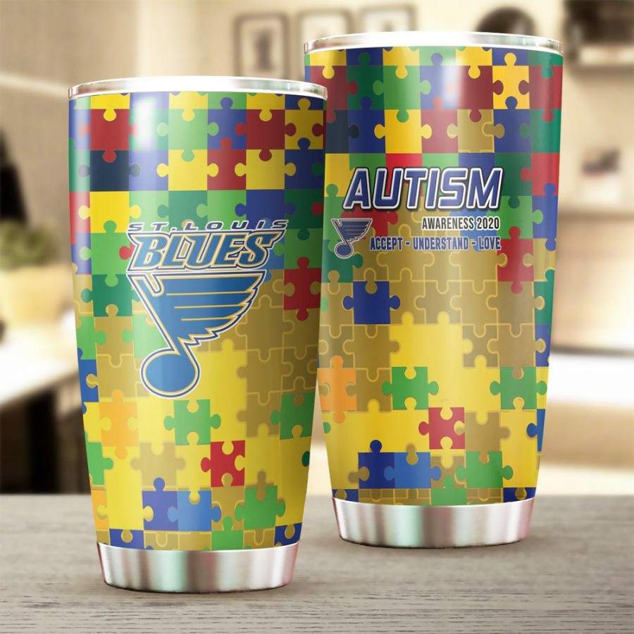 [Stainless Steel Tumbler 20 Oz] NHL202 St. Louis Blues Stainless Steel Tumbler, Stainless Steel Mug Autism Father Day gifts, Mother Day gift