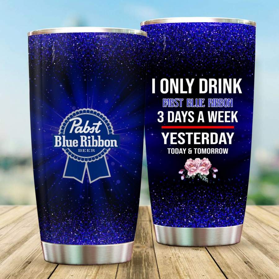 TLMus Pabst Blue Ribbon 3 Days A Week Tumbler | Insulated Steel Tumbler | Stainless Steel Tumbler | Double Wall Insulated Tumbler