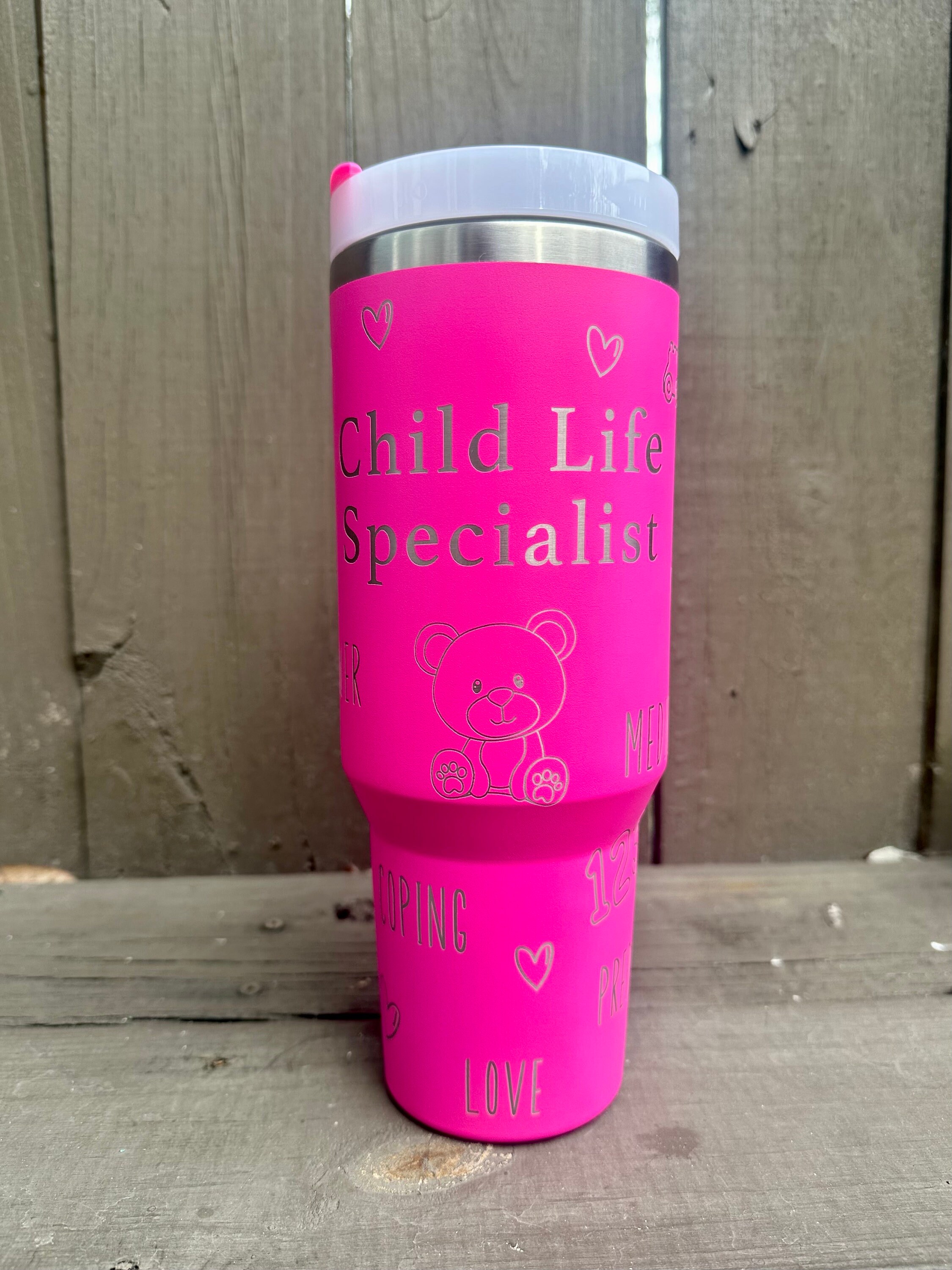 Child Life Specialist 40 oz Stainless Steel Insulated Tumbler with Handle, Laser Engraved tumbler