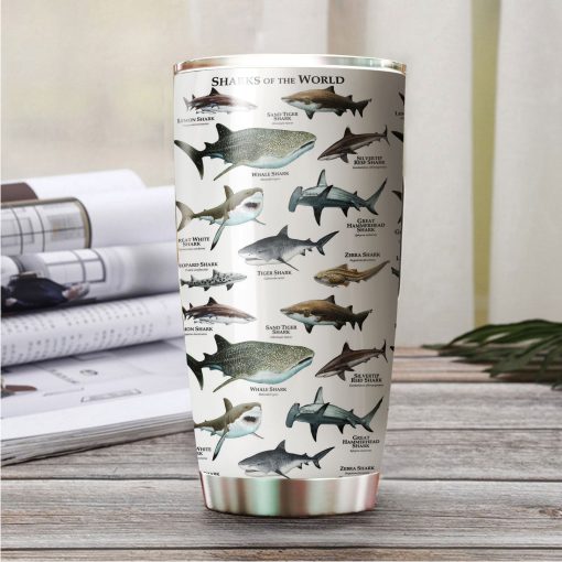 Sharks Of The World Stainless Steel Tumbler, Best Gifts For Mom, Best Father’S Day Gifts, New Dad Gifts, Gift For Mother, Best Gifts For Dad