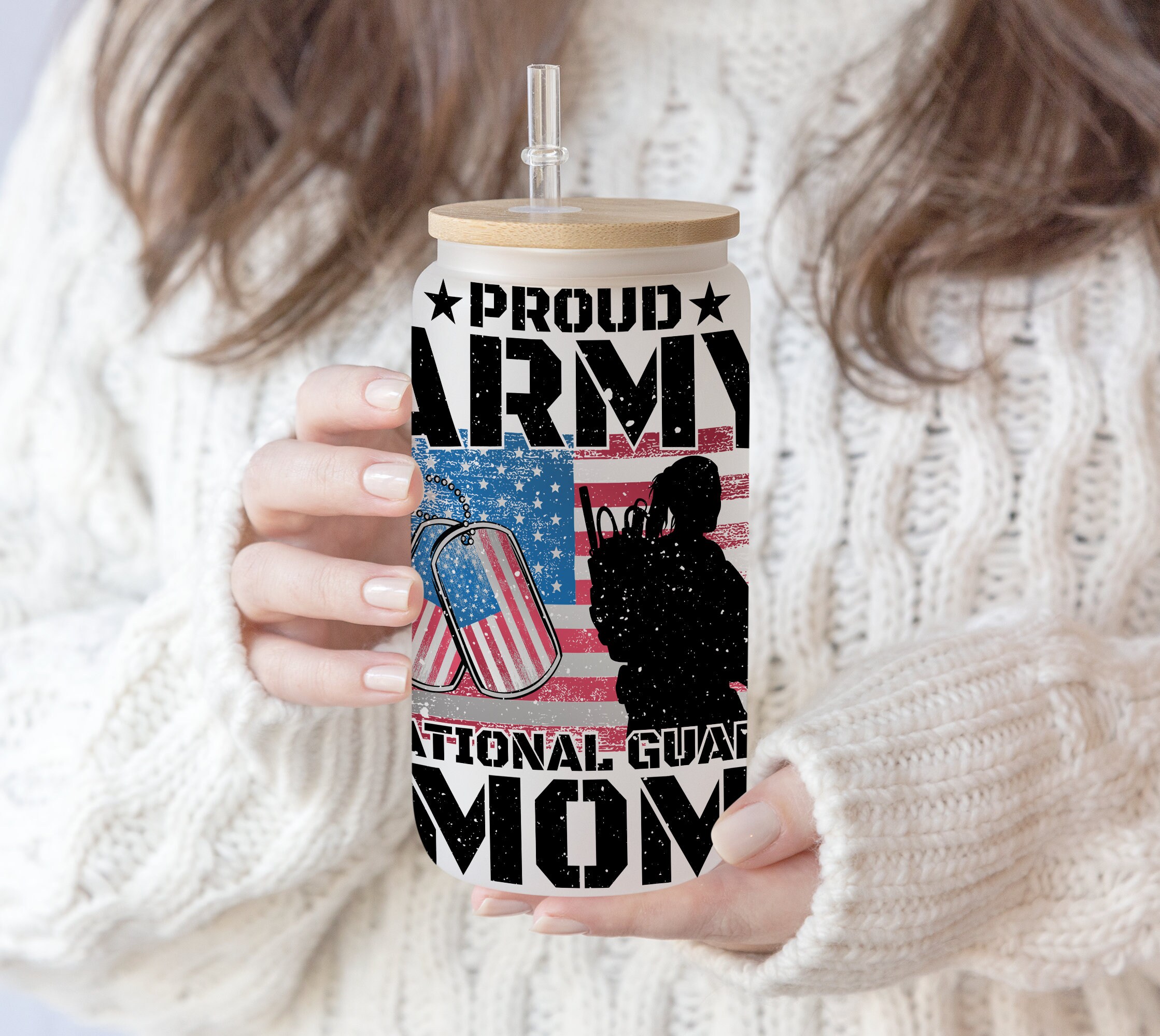 2 files 16 oz Libbey Glass Sublimation Proud Army Mom | Mother’s Day or Birthday Gift for Mom | Military Proud Mom Mama | Digital Download