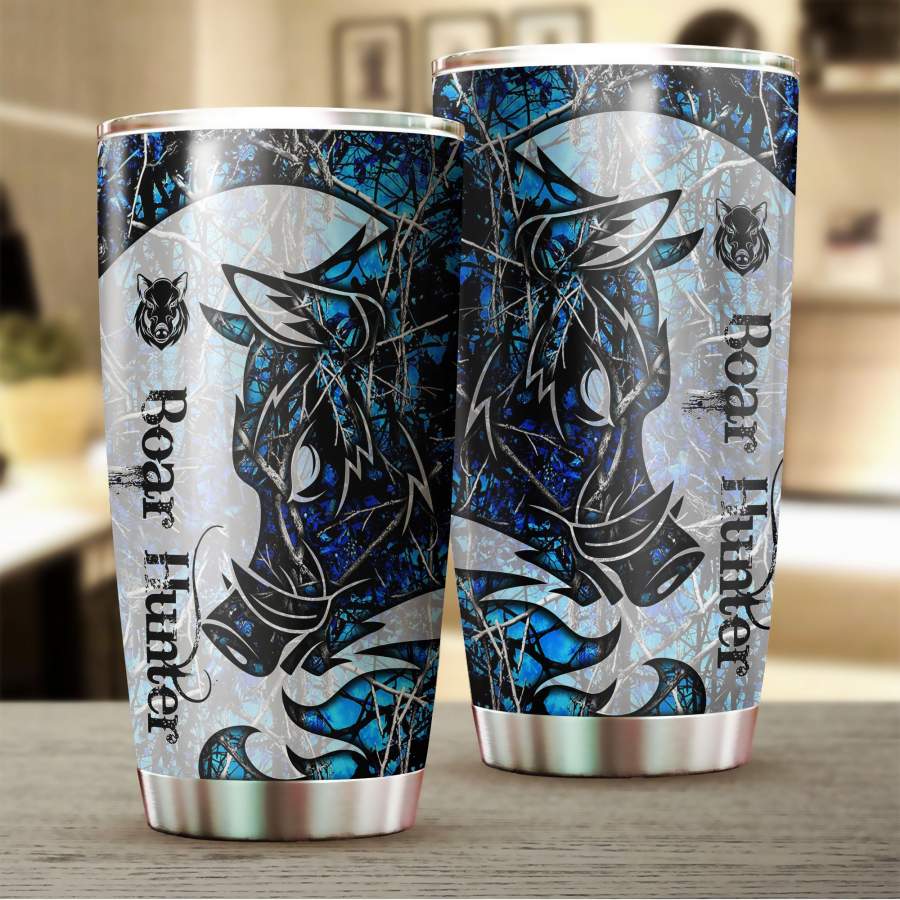 Beautiful Boar Tattoo Blue Camo Stainless Steel Tumbler