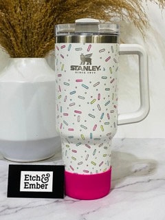 SPRINKLES Custom With Surprise Coordinating Boot Engraved Stanley Adventure Quencher 40oz tumbler