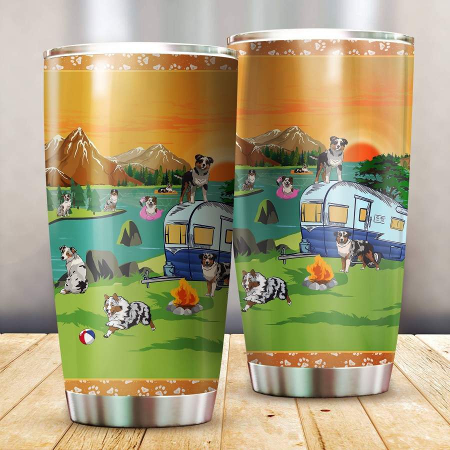 Australian Shepherd Camping Stainless Steel Insulated Tumbler Cups