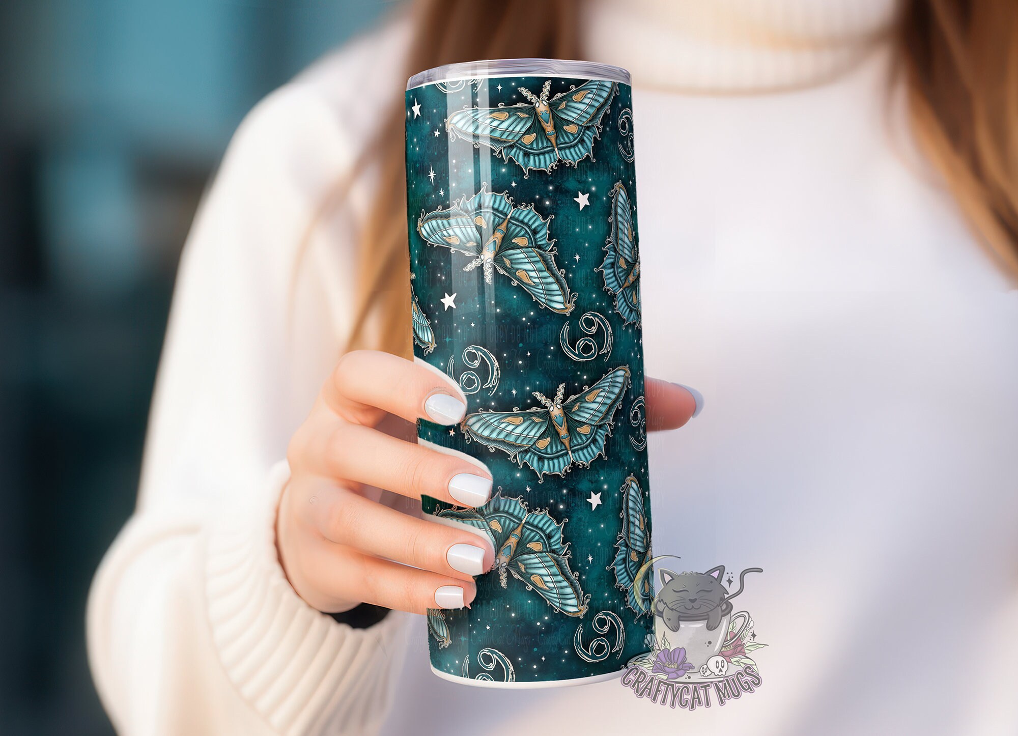 Moth Tumbler | Beautiful Zodiac Tumbler | Cancer Sign Tumbler