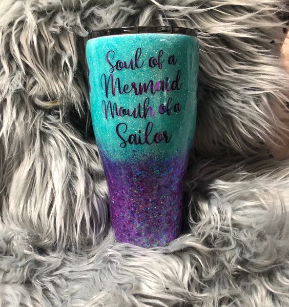 Soul Of A Mermaid Mouth Of A Sailor, Mermaid Tumbler, Mermaid Cup, Mermaid Glitter Tumbler