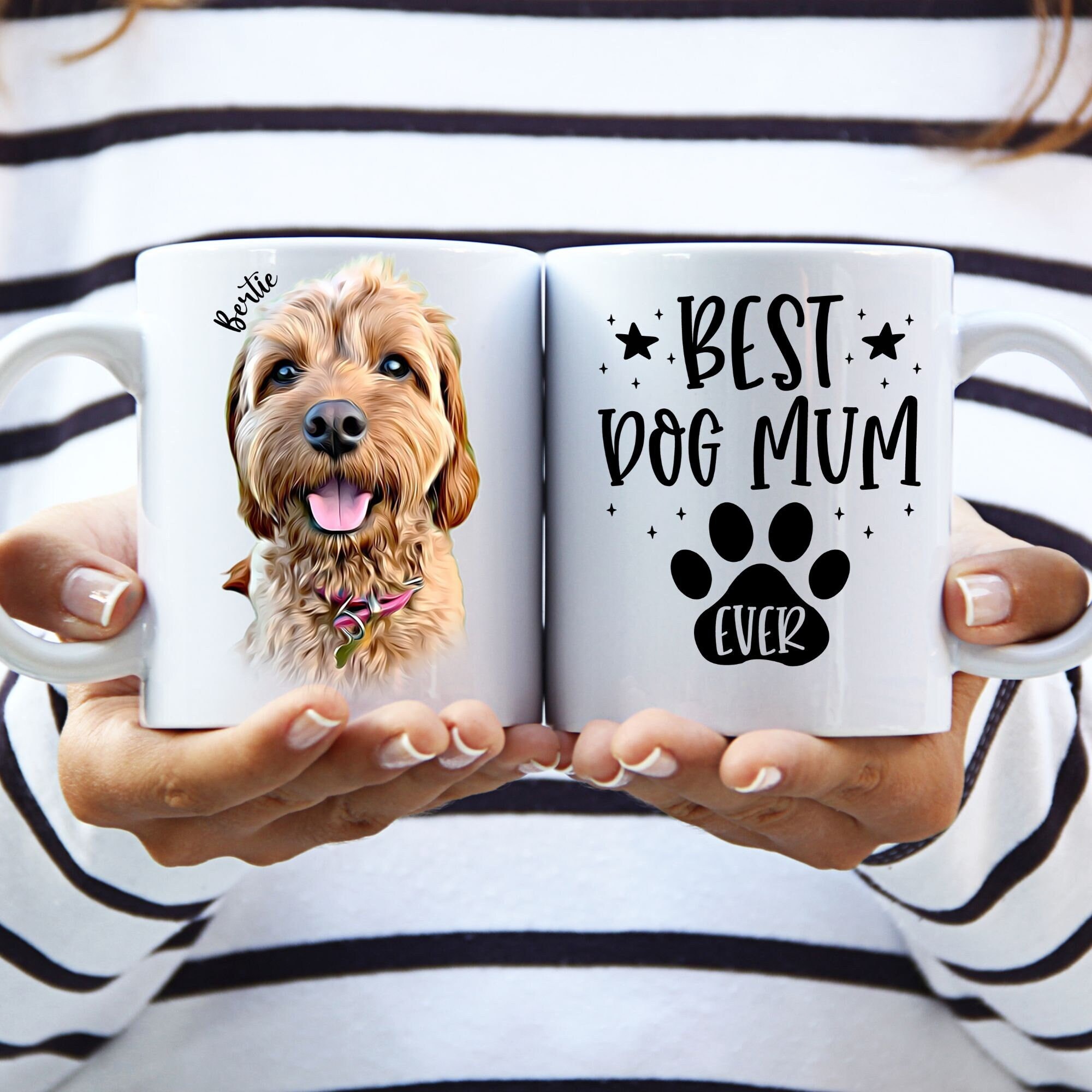 Personalised Pet Portrait Mug, Custom Pet Mug, Dog Mum, Dog Portrait Gift, Best Dog Mum, Personalised Dog, Gift for Her, Dog Lovers Gift Mug