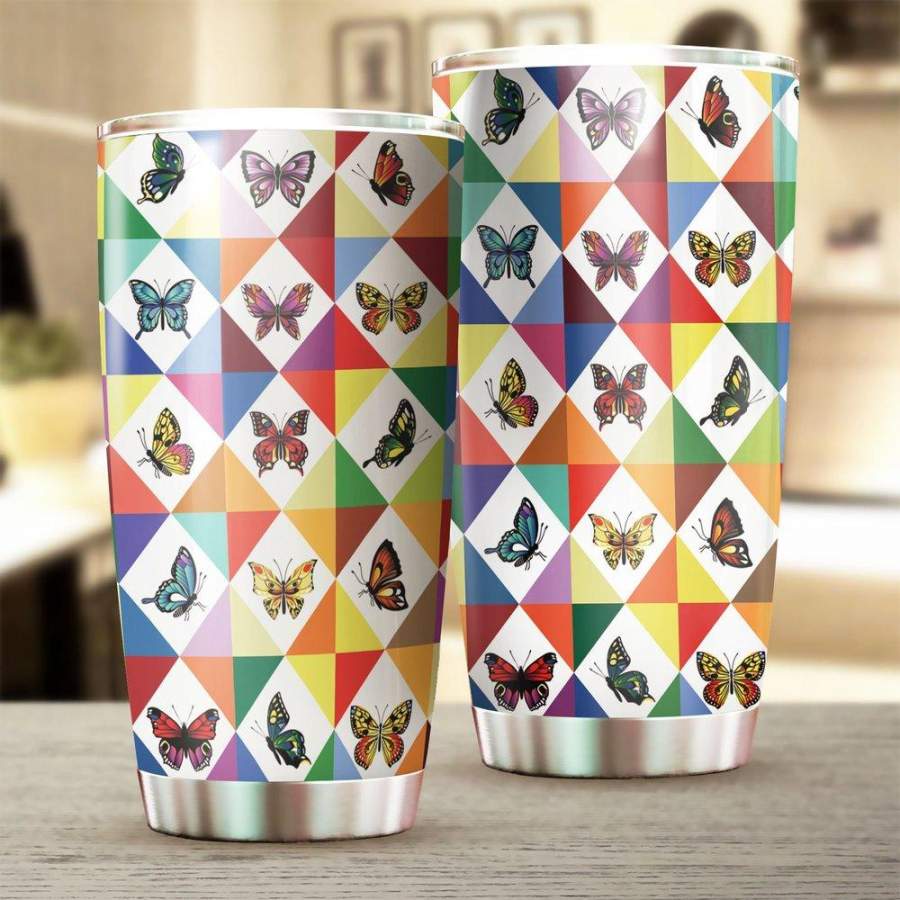 [Stainless Steel Tumbler 20 Oz] Butterfly Stainless Steel Tumbler, Butterfly Stainless Steel Mug Father’s Day gifts, Mother’s Day gift