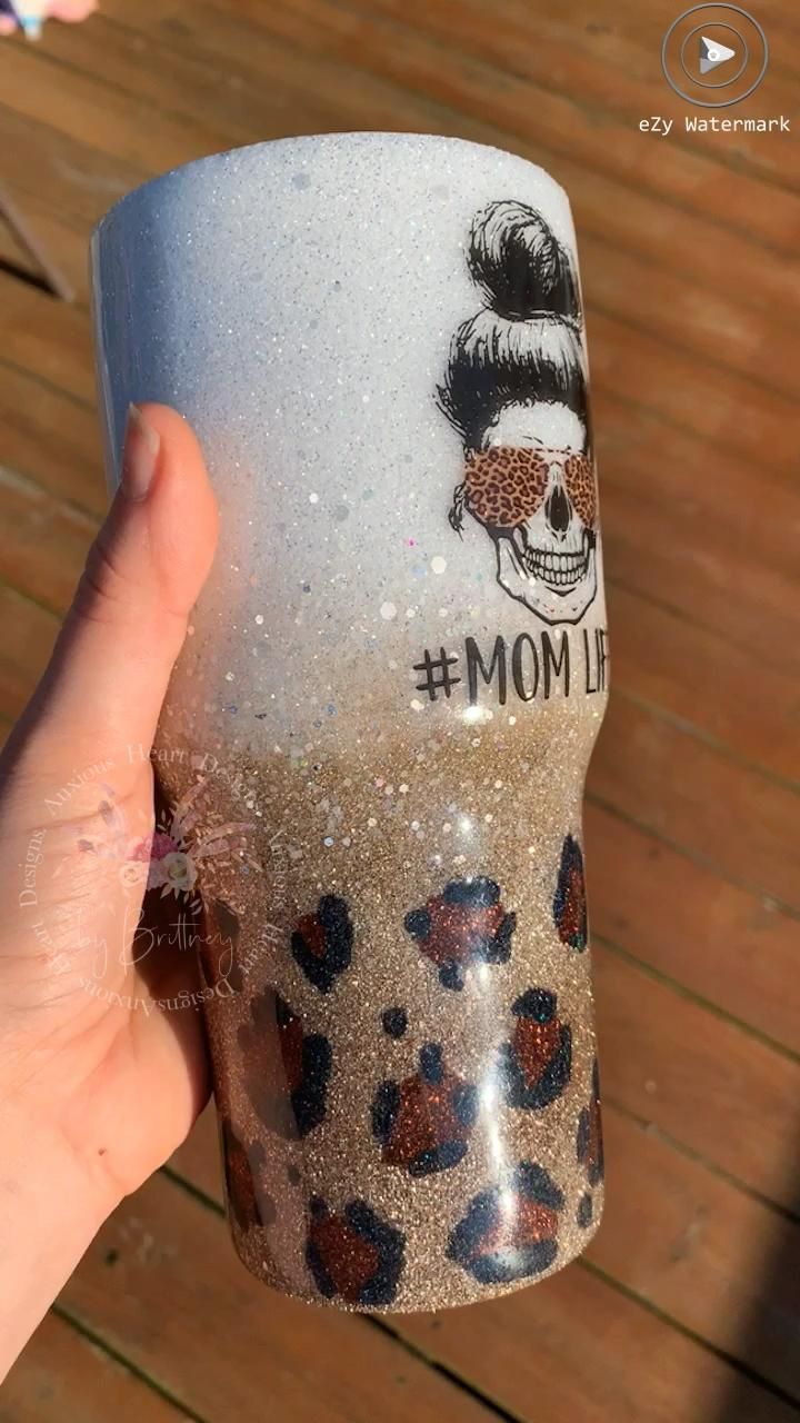 Messy Bun Mom Life Leopard Print Tumbler